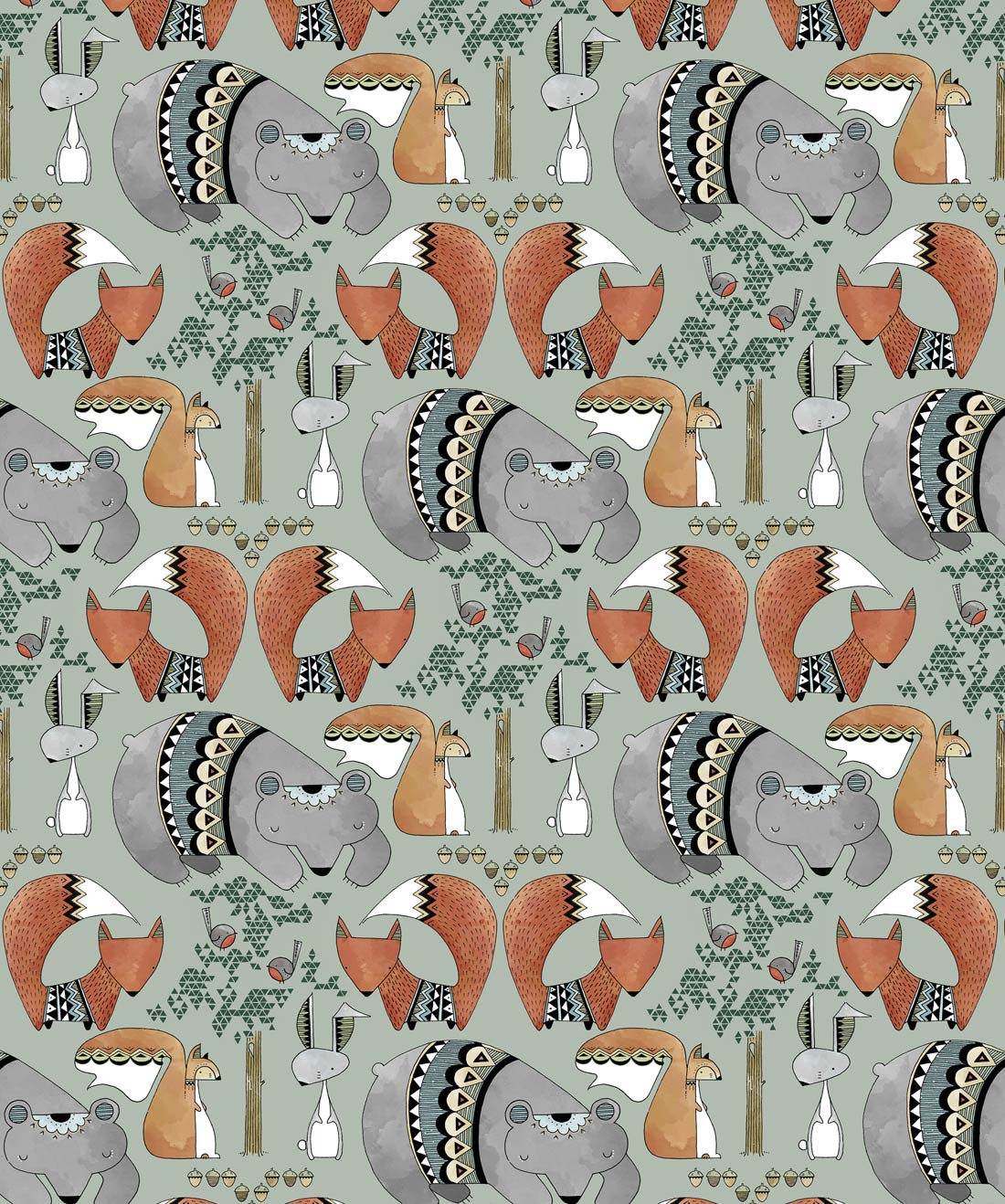 In the Forest • Cute Painterly Animal Wallpaper • Milton & King AUS