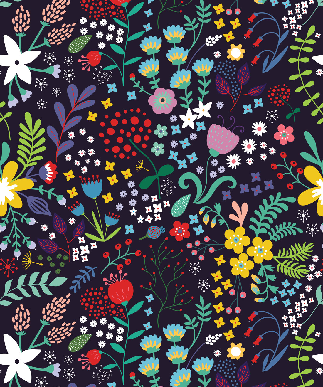 Friday Floral, Modern Whimsical Floral Wallpaper • Milton & King UK