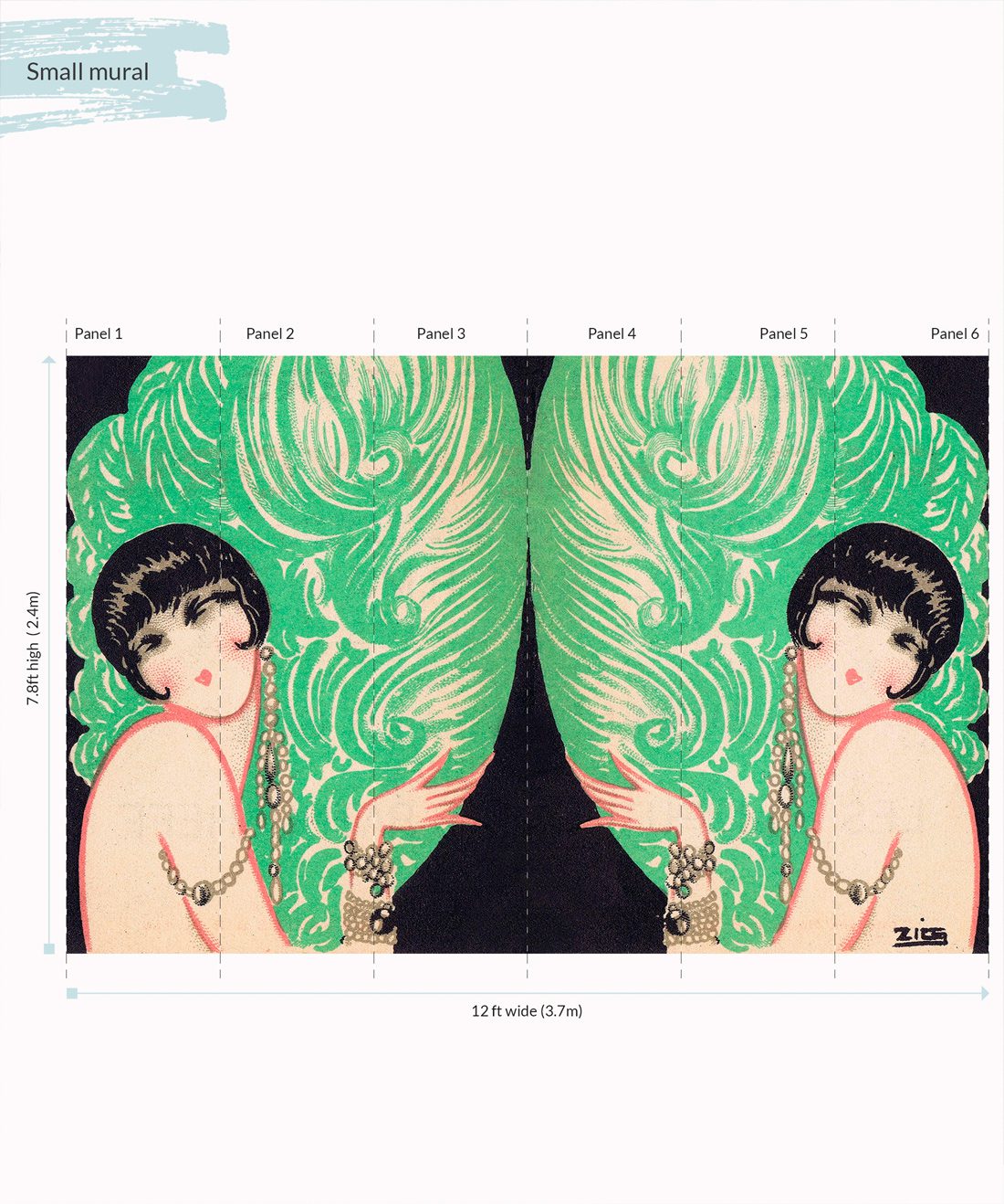 Mirrored Burlesque Wall Mural • 1920's Retro Decor • Milton & King