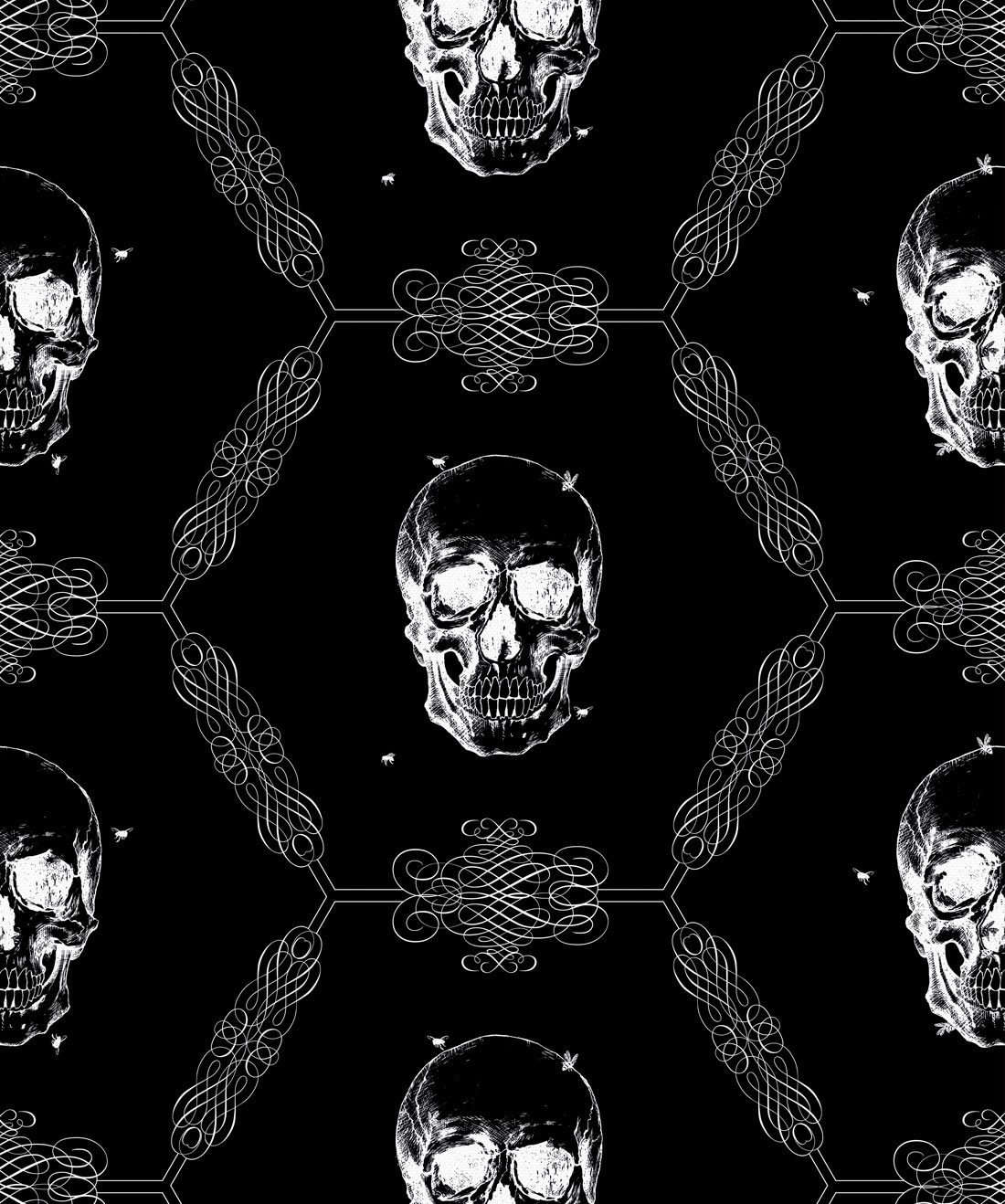 Skull and Bee Wallpaper • Kingdom Home • Night • Swatch