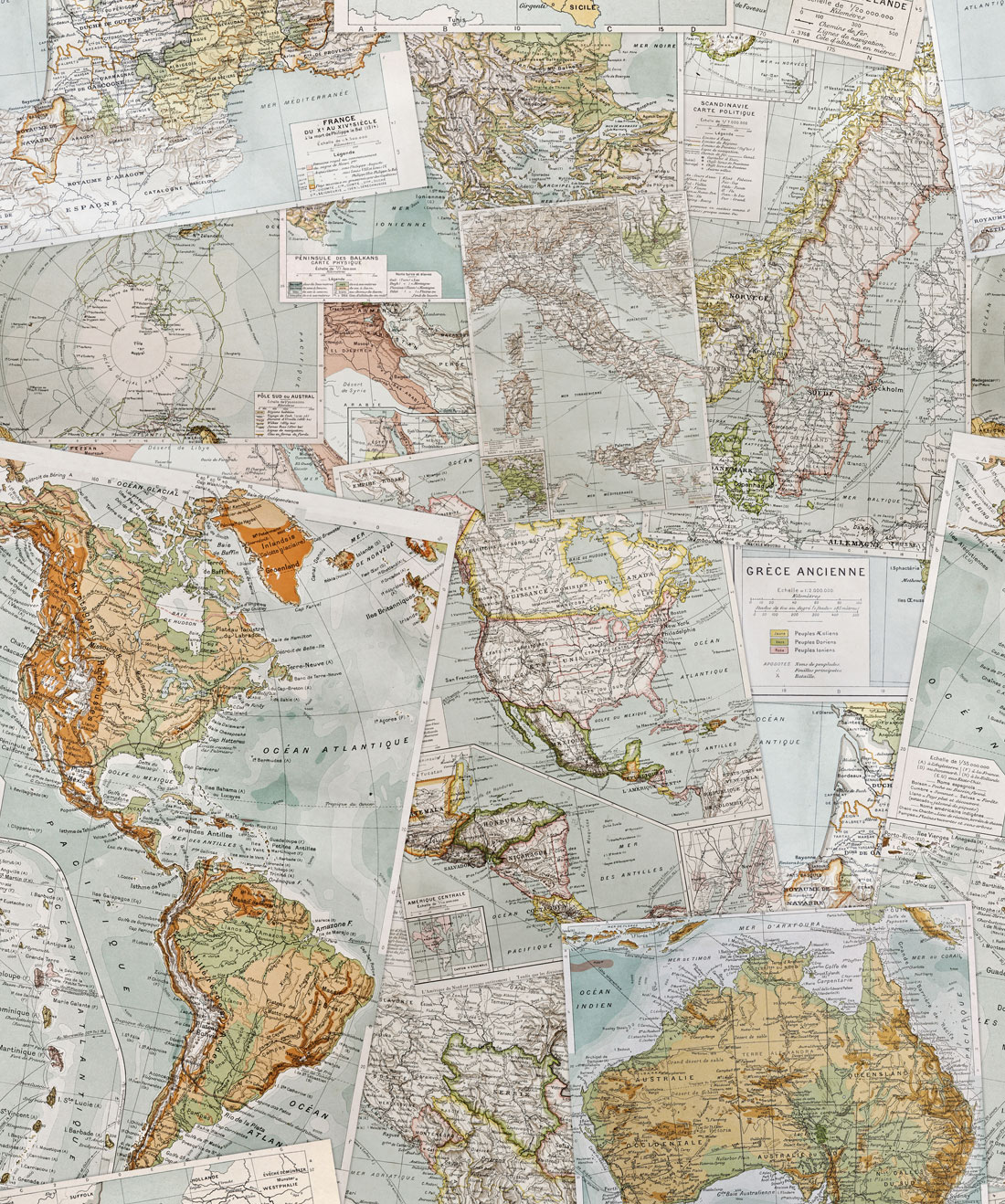 Vintage French Maps Wallpaper • Contemporary • Milton & King EU