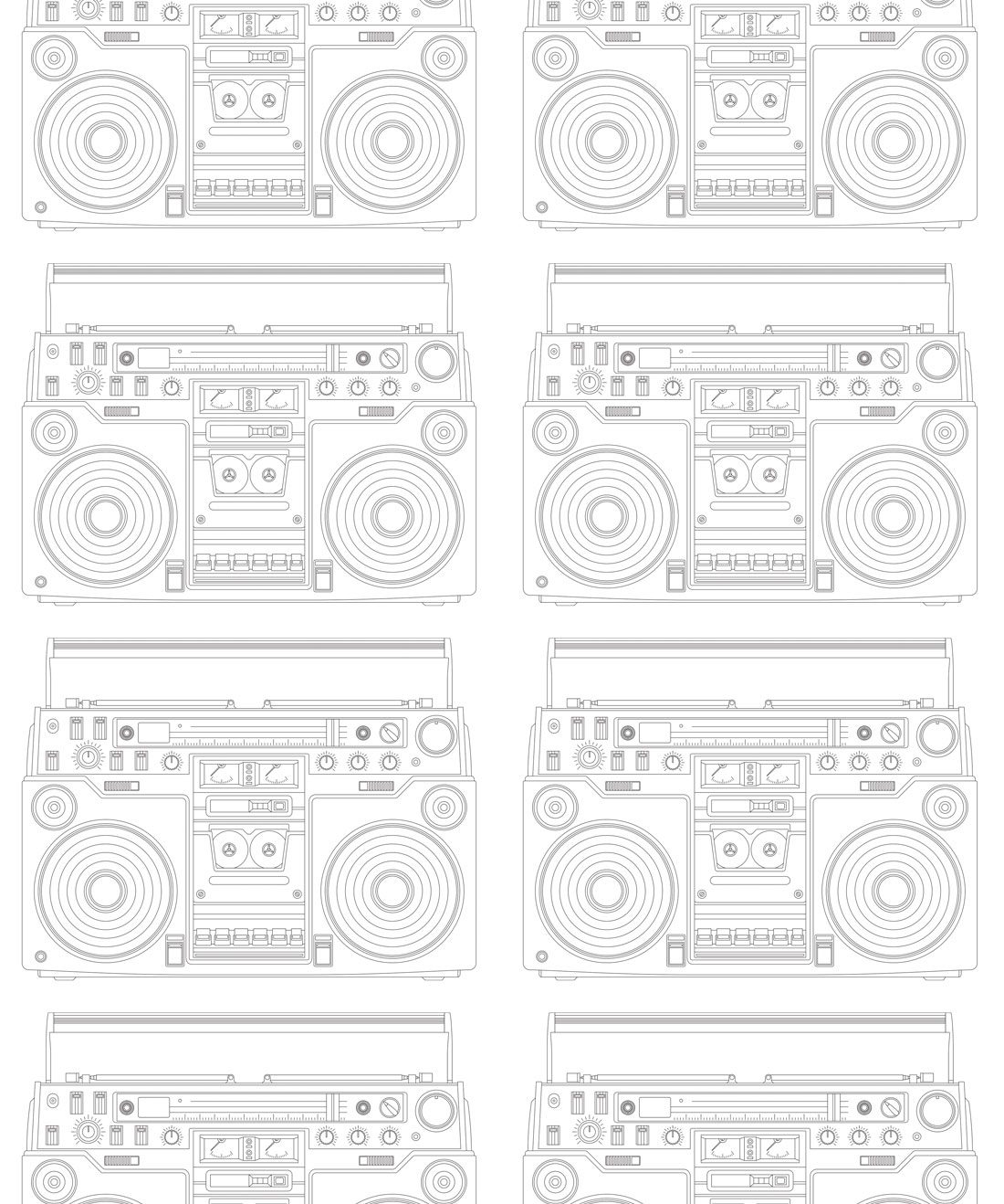 Boom Box Wallpaper • Muffin & Mani • White • Swatch