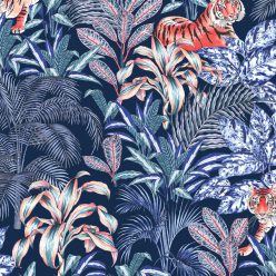 Jungle Tiger Wallpaper • Tropical Wallpaper • Jacqueline Colley • Blue • Swatch