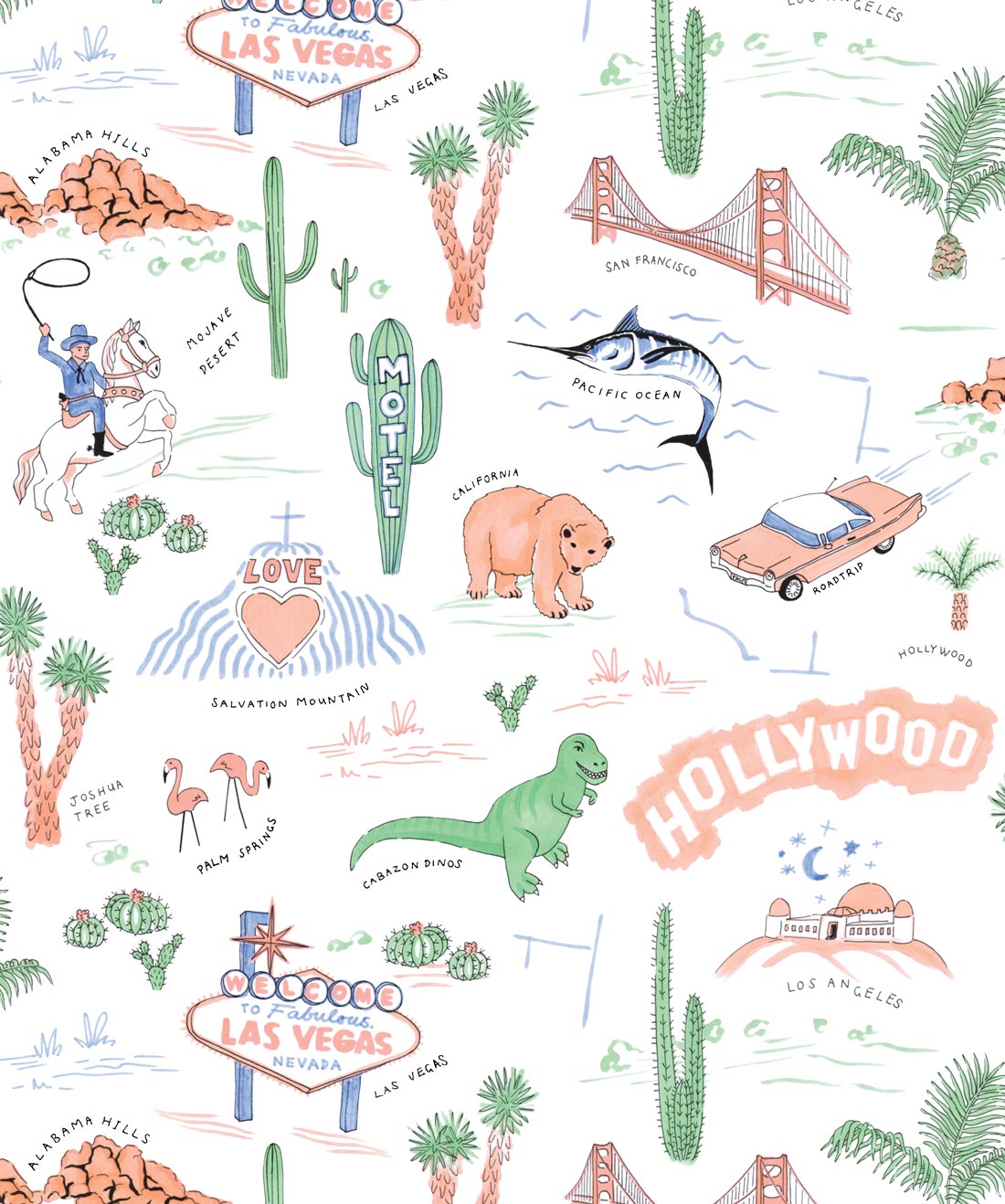 The Road Trip • American Retro Wallpaper • Milton & King The Road Trip • American Retro Wallpaper • Milton & King