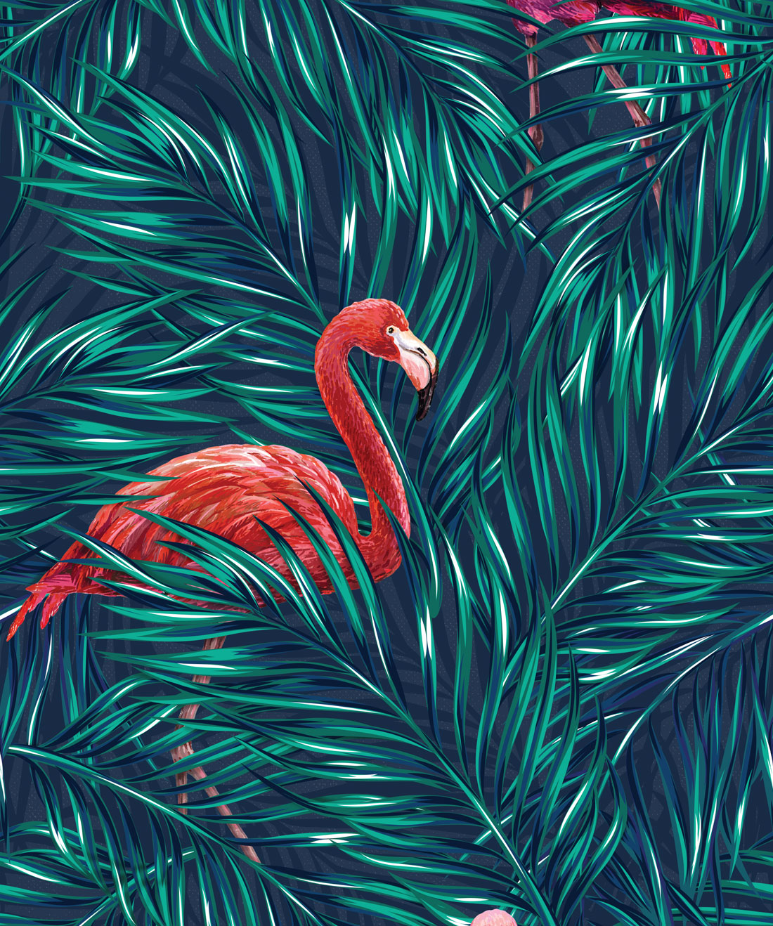 Flamingo Wallpaper With Tropical Pattern Peel and Stick  Etsy Singapore