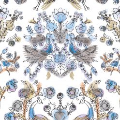 Briar Rose in Ming is a watercolor rose wallpaper