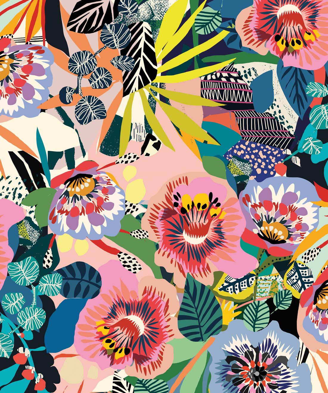 Summer Garden  Bold Whimsical Floral Wallpaper  Milton  King