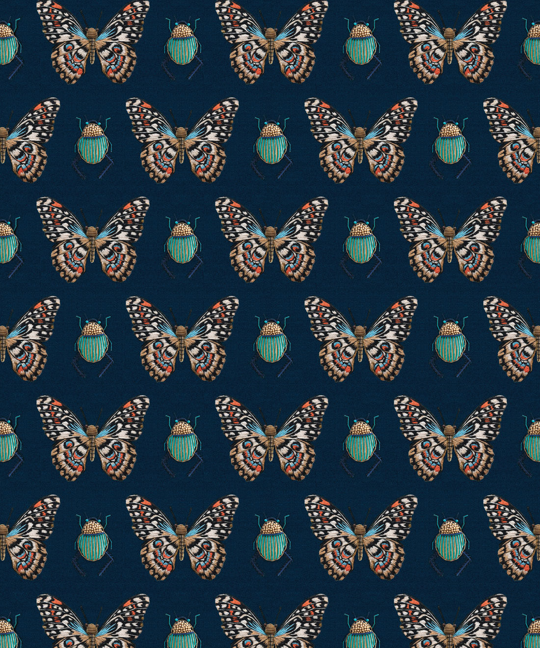 Beetle & Butterfly Wallpaper • Textured Handcrafted Style • Milton ...