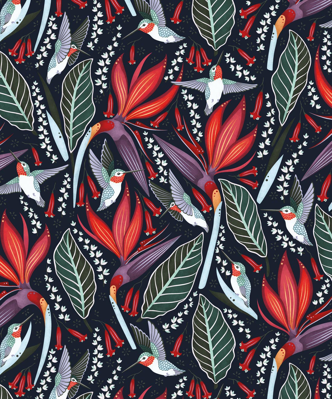 Hummingbirds Wallpaper • Bold Bird Wallpaper • Milton & King USA Hummingbirds Wallpaper • Bold Bird Wallpaper • Milton & King USA
