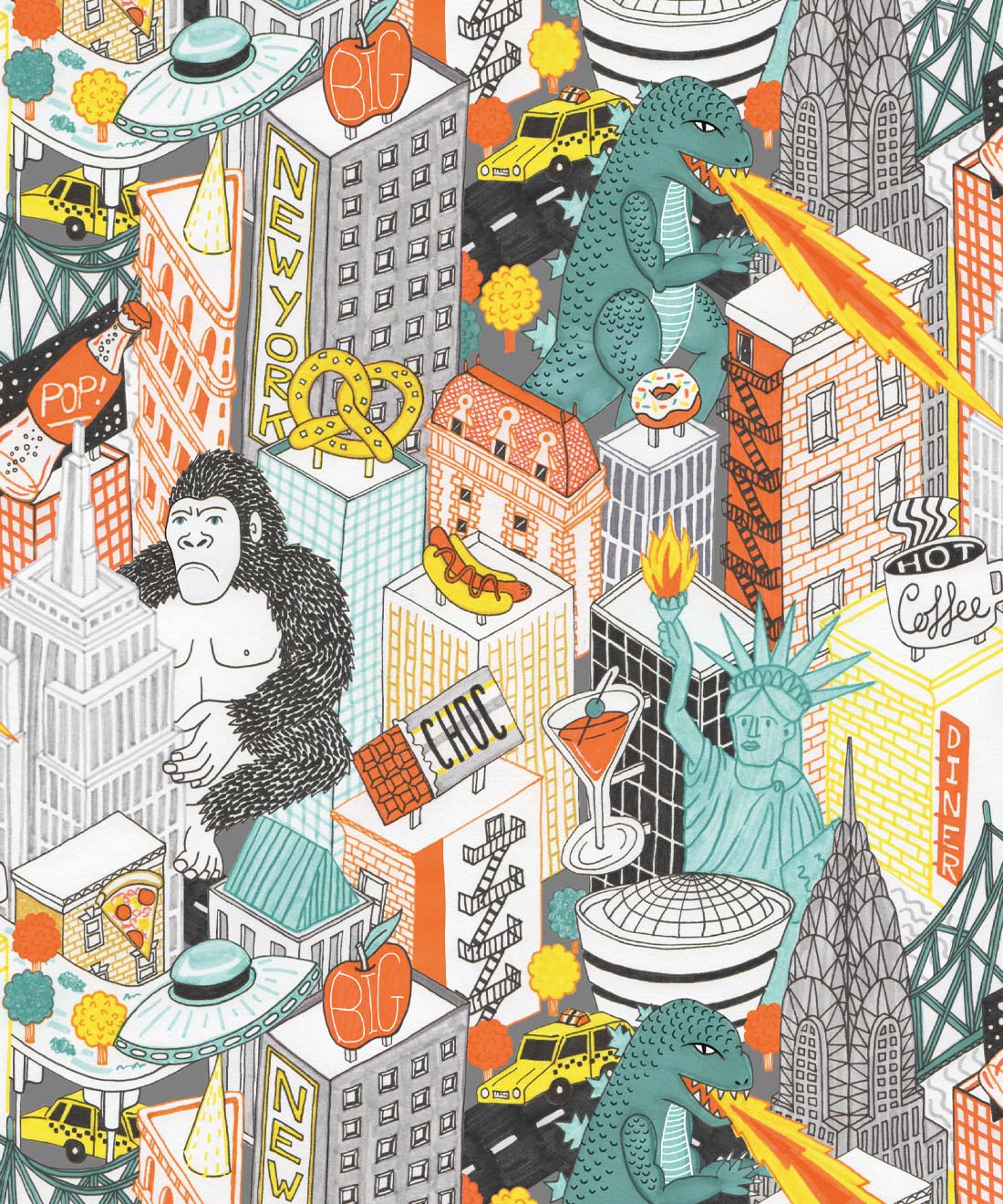New York City Wallpaper • Jacqueline Colley • Gray • Swatch