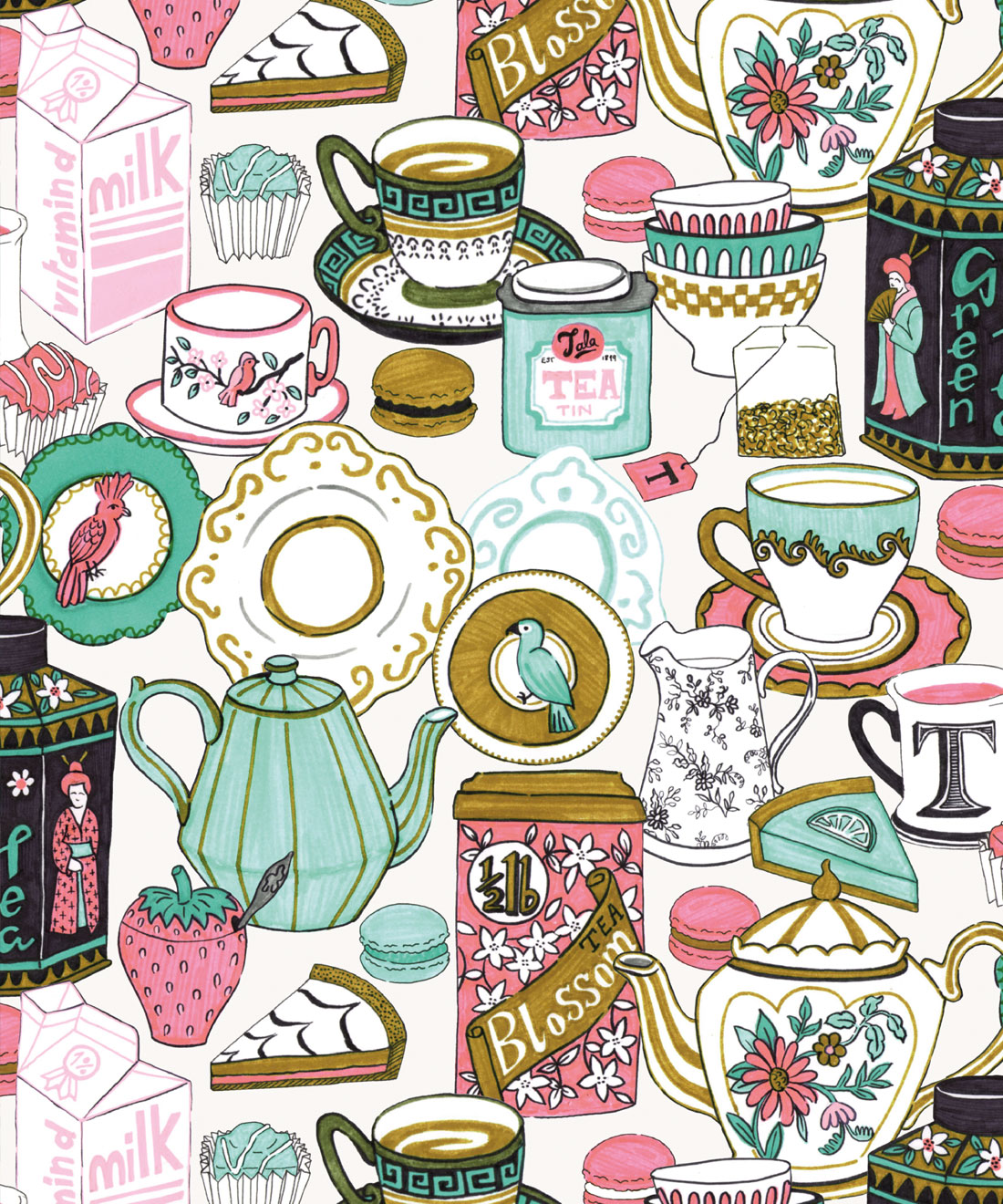 Tea Time Wallpaper Fun Kitchen Wallpaper Milton King Usa