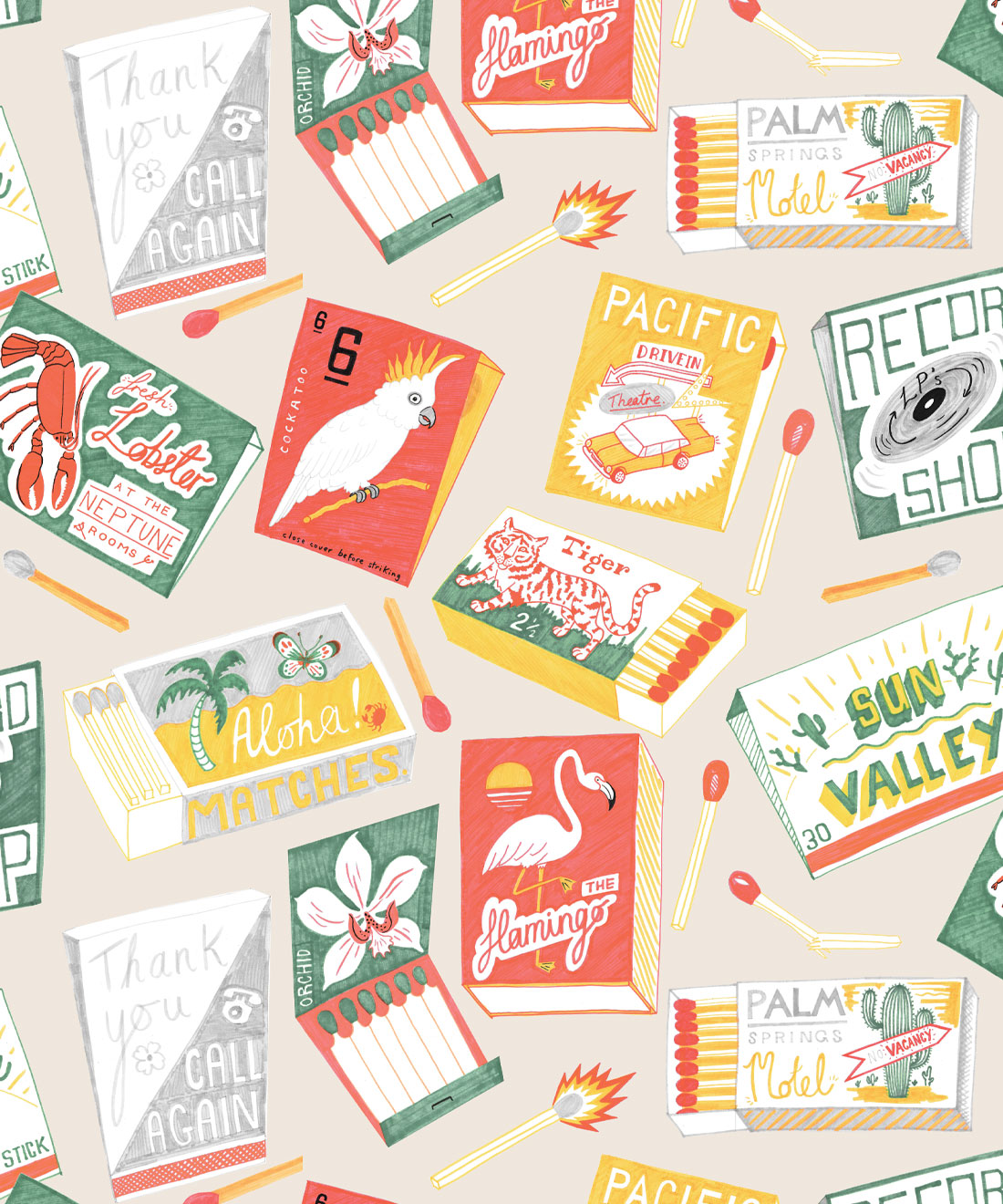Match Books Wallpaper • Jacqueline Colley • Natural • Swatch