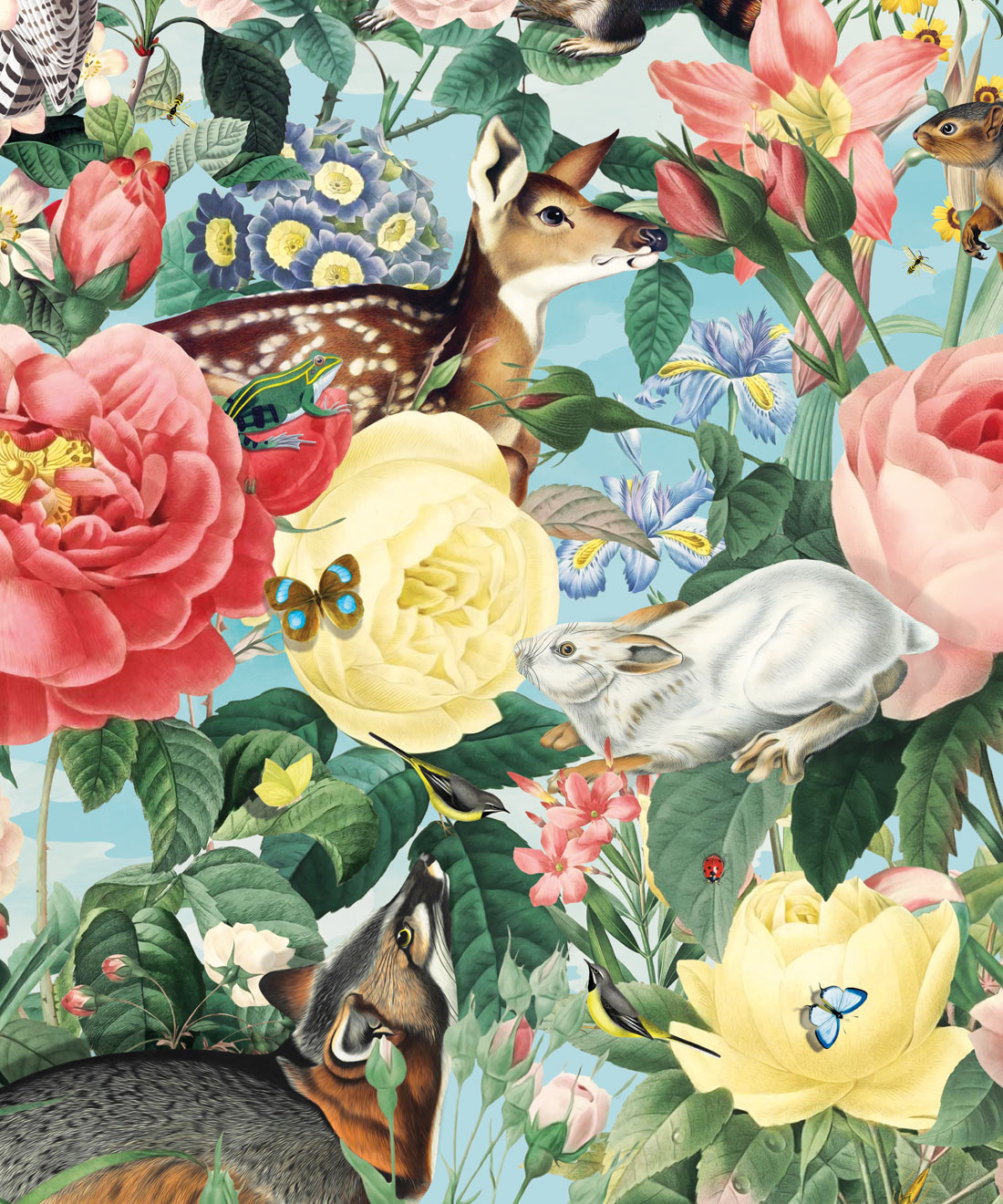 Bush Bouquet Spring Wallpaper • Kingdom Home • Sky • Swatch