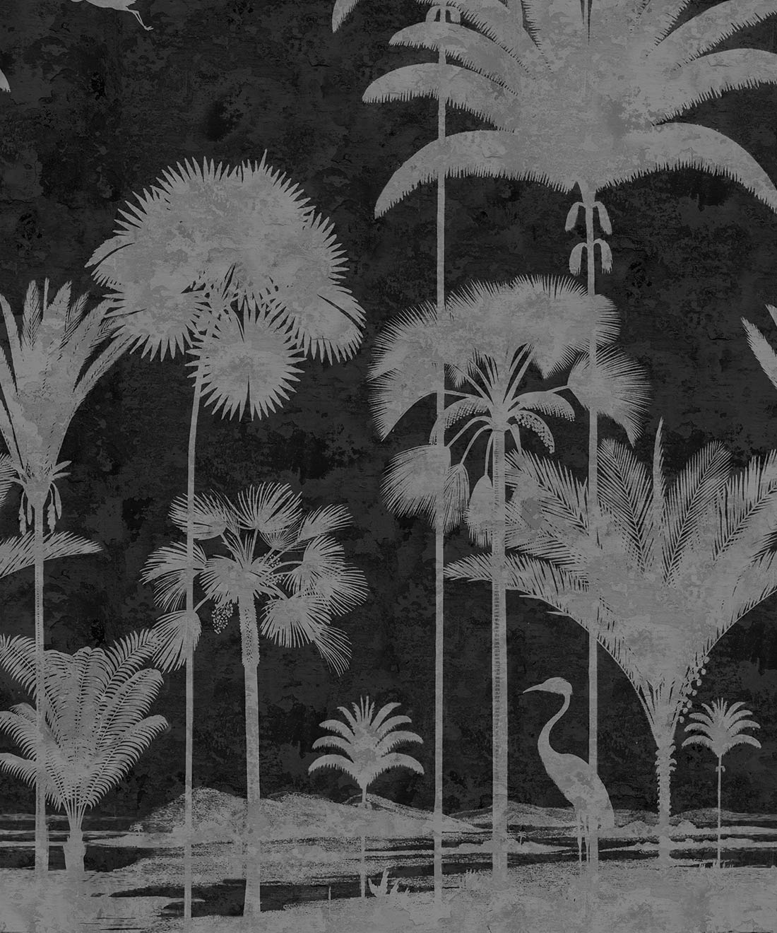 Shadow Palms Mural • Bethany Linz • Black & White • Swatch