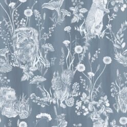 Woodland Friends Wallpaper • painted animal • Forest Wallpaper with rabbits, hares, raccoons • Iryna Ruggeri • Arctic • Swatch