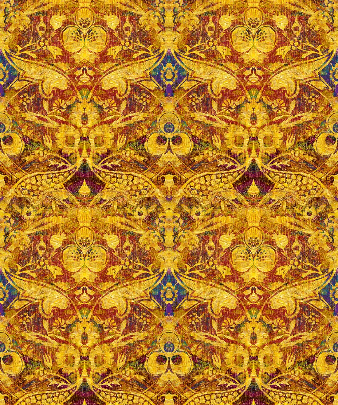 Damask Pomegranate Wallpaper • Simcox Designs • Golden • Swatch