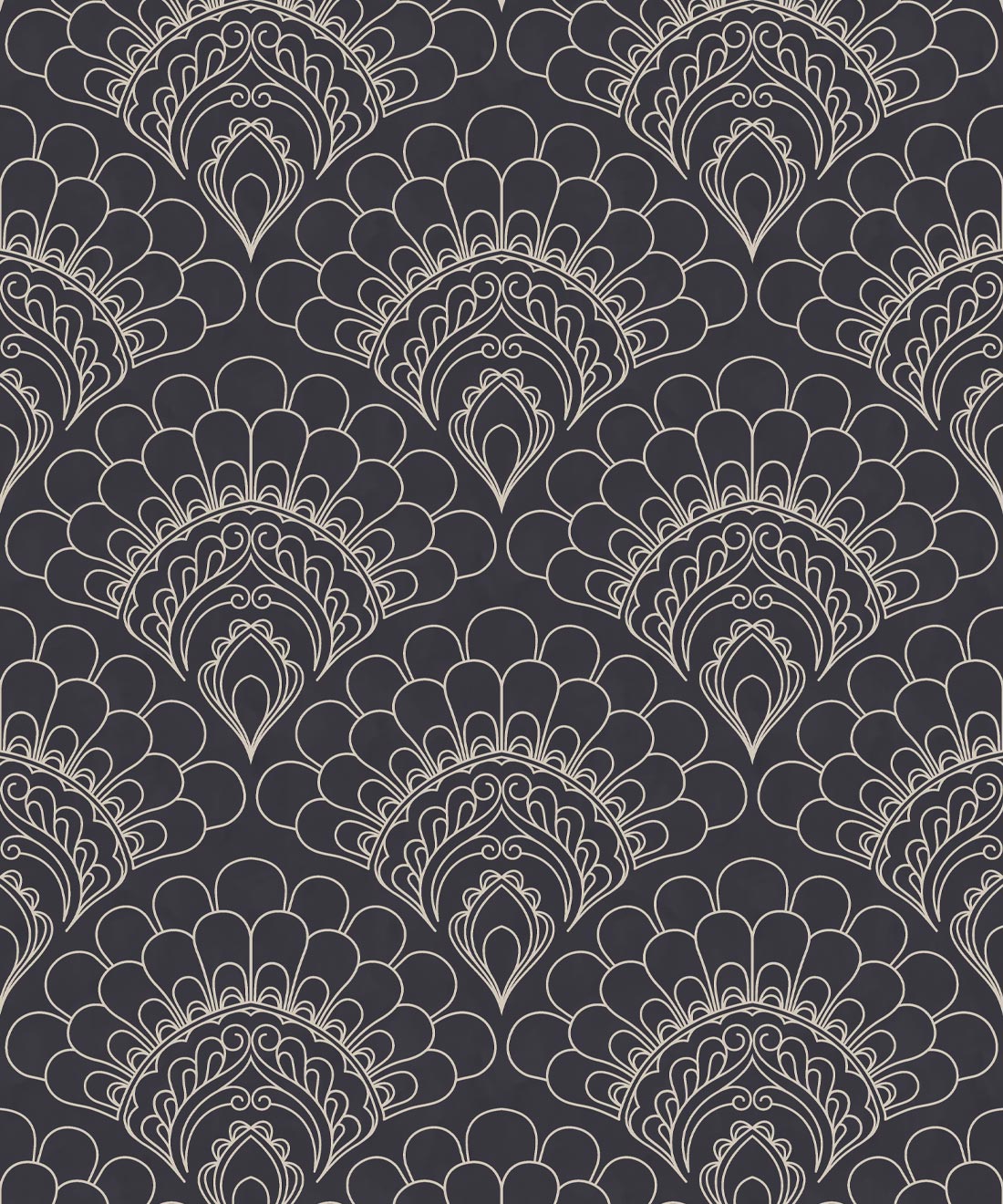 Retro Peacock Wallpaper • Eloise Short • Slate • Swatch