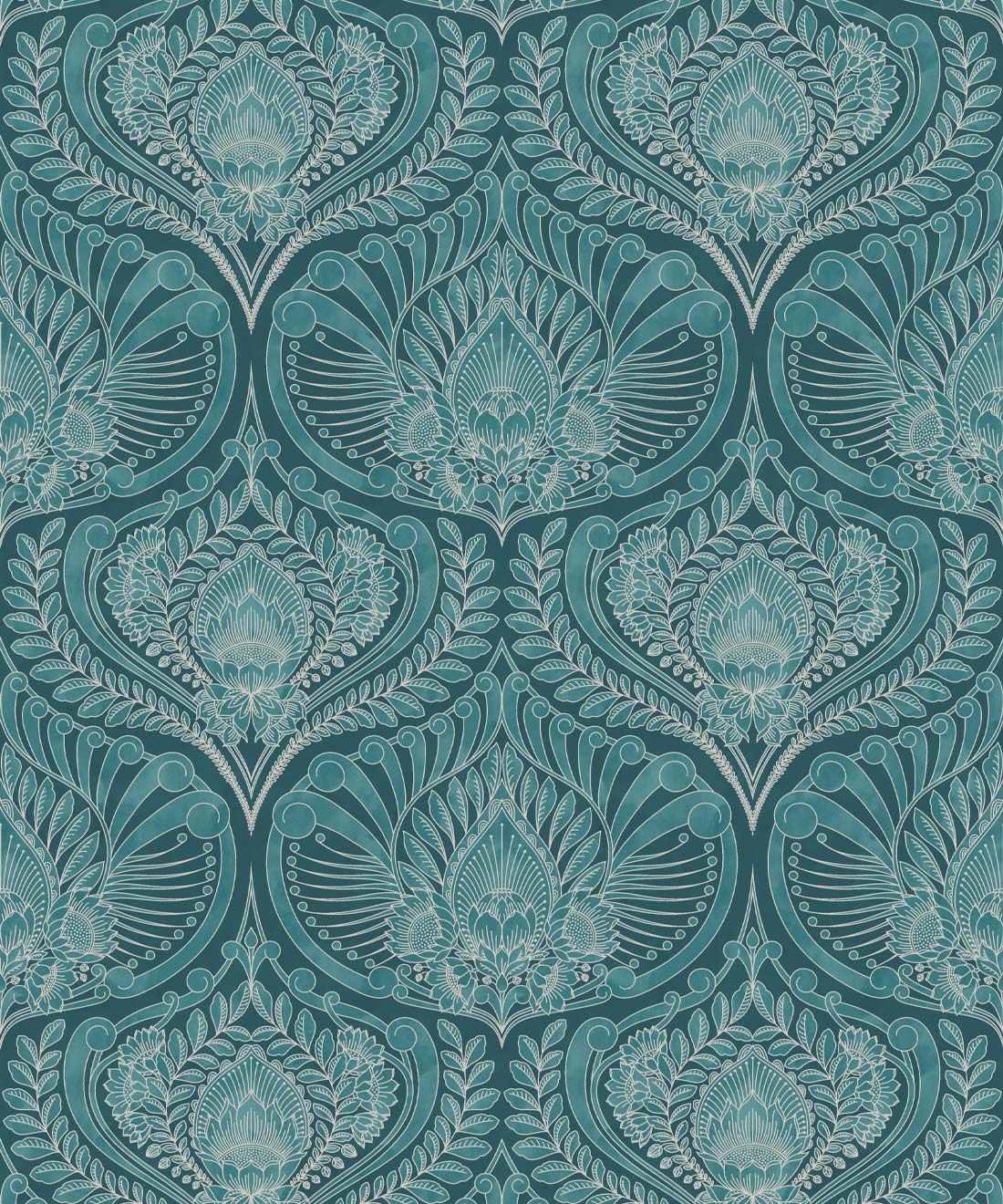 Baroque Fusion Wallpaper • Eloise Short • Teal • Swatch