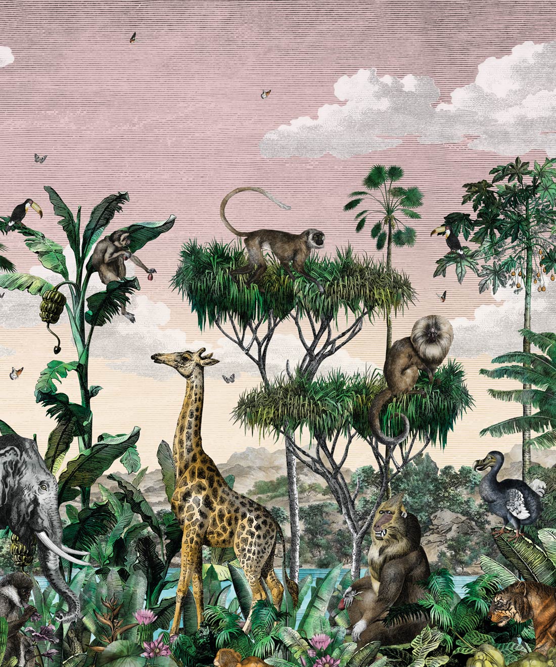 Etched Safari Mural • Tropical Animal Mural • Milton & King Australia Etched Safari Mural • Tropical Animal Mural • Milton & King Australia