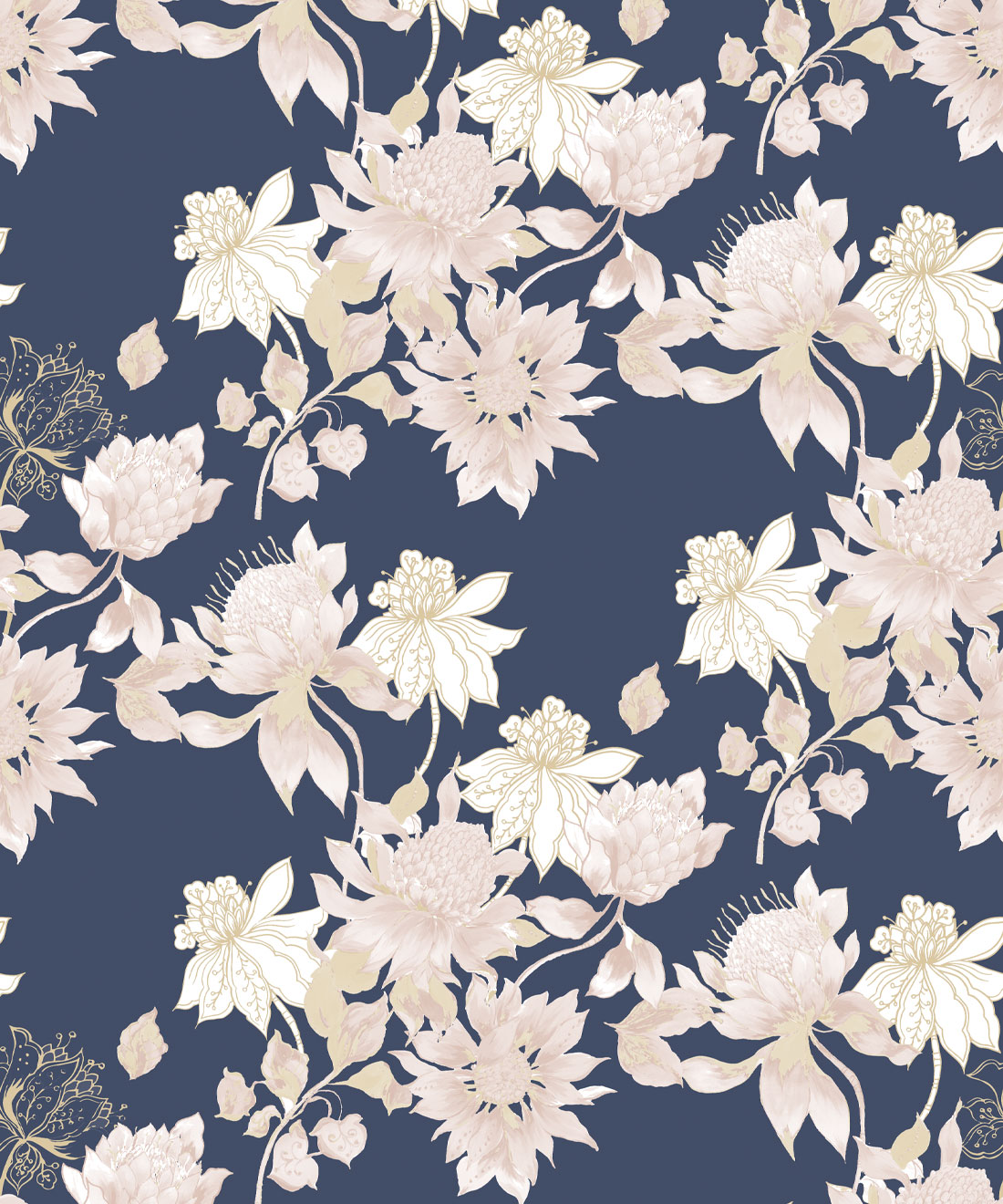 Protea Wallpaper • Maeve Oliver • Riverbank • Swatch