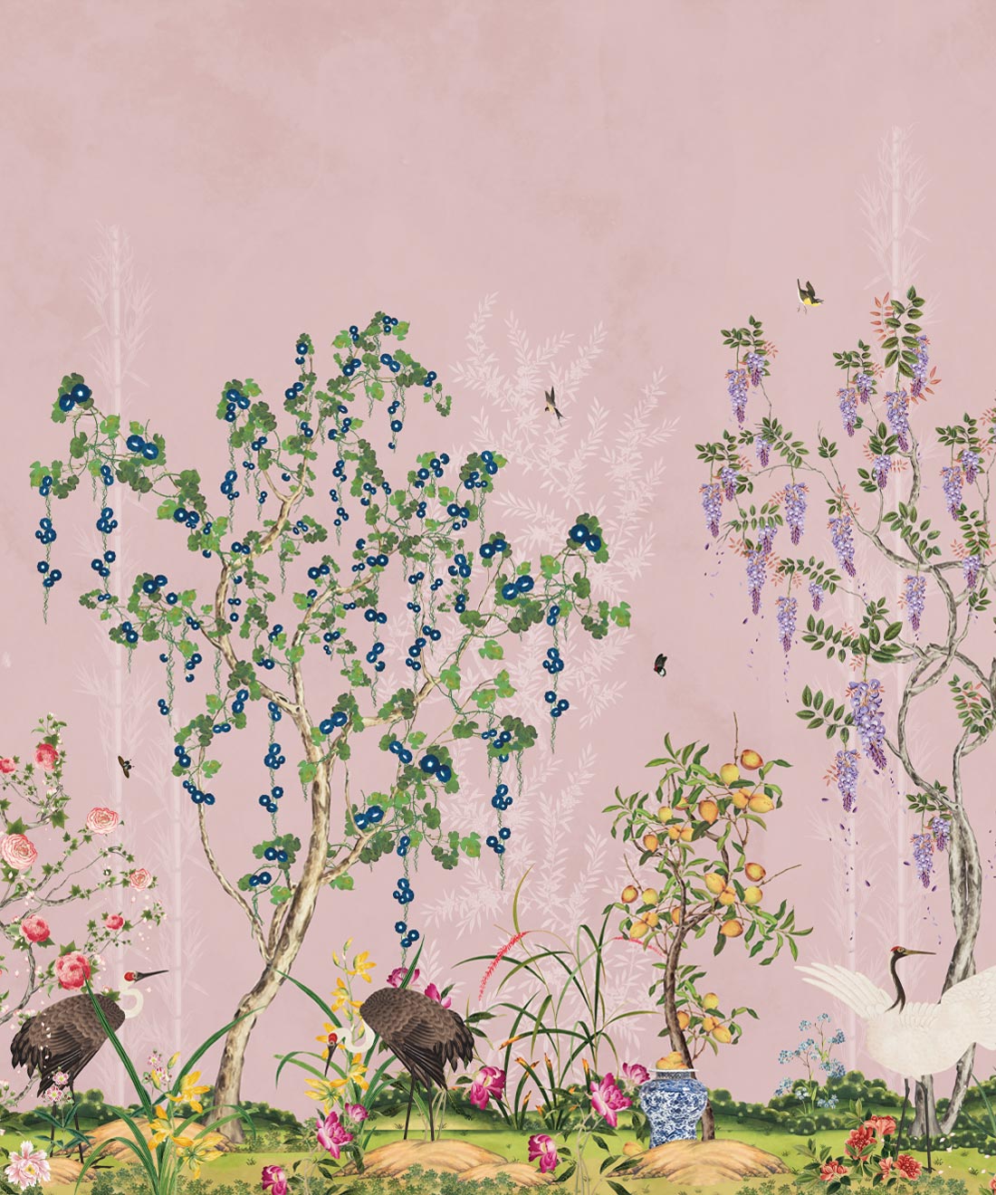 Oriental Garden Mural • Kingdom Home • Coral • Swatch