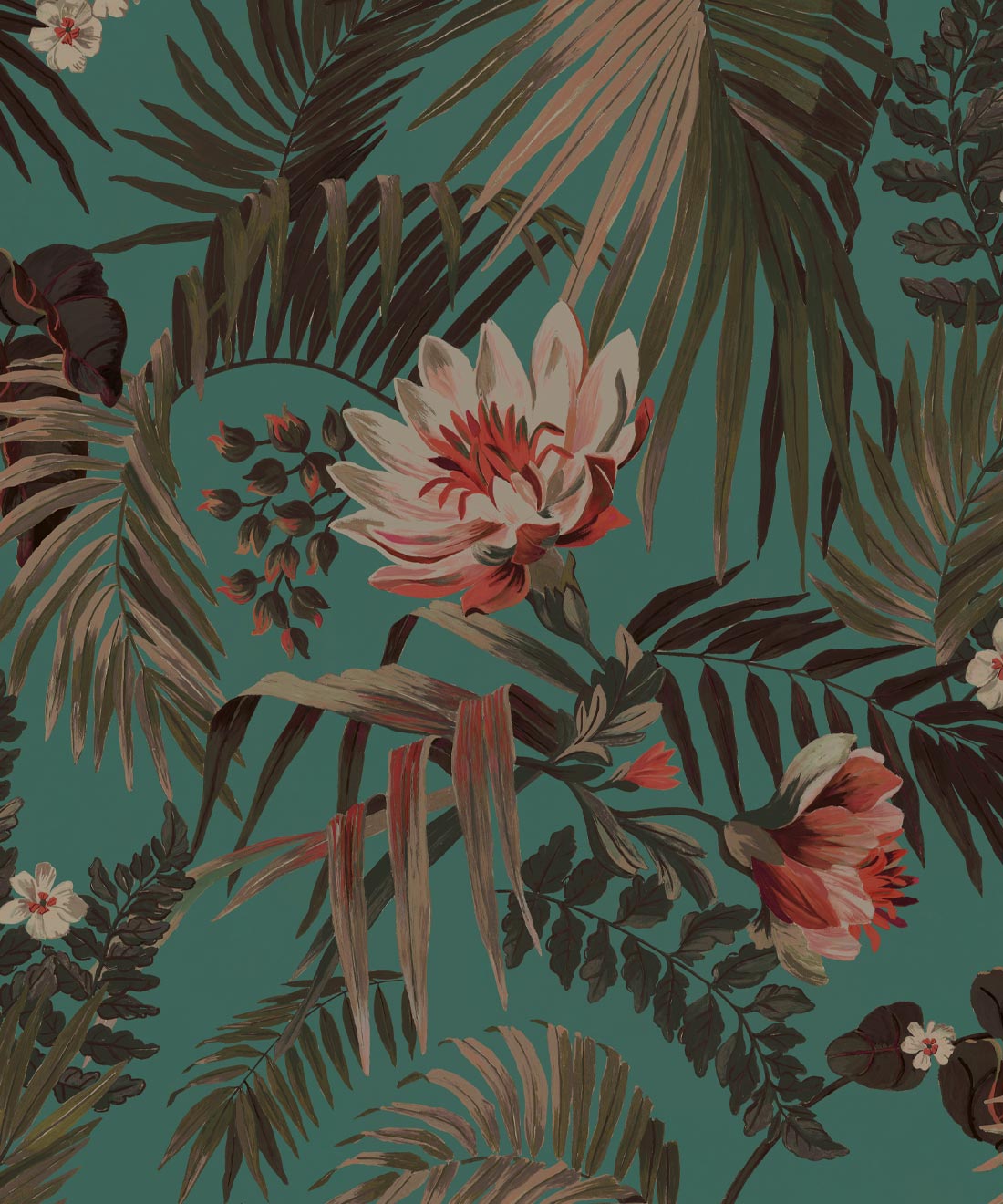 Majestic Palm Wallpaper • House of Heras • Teal • Swatch