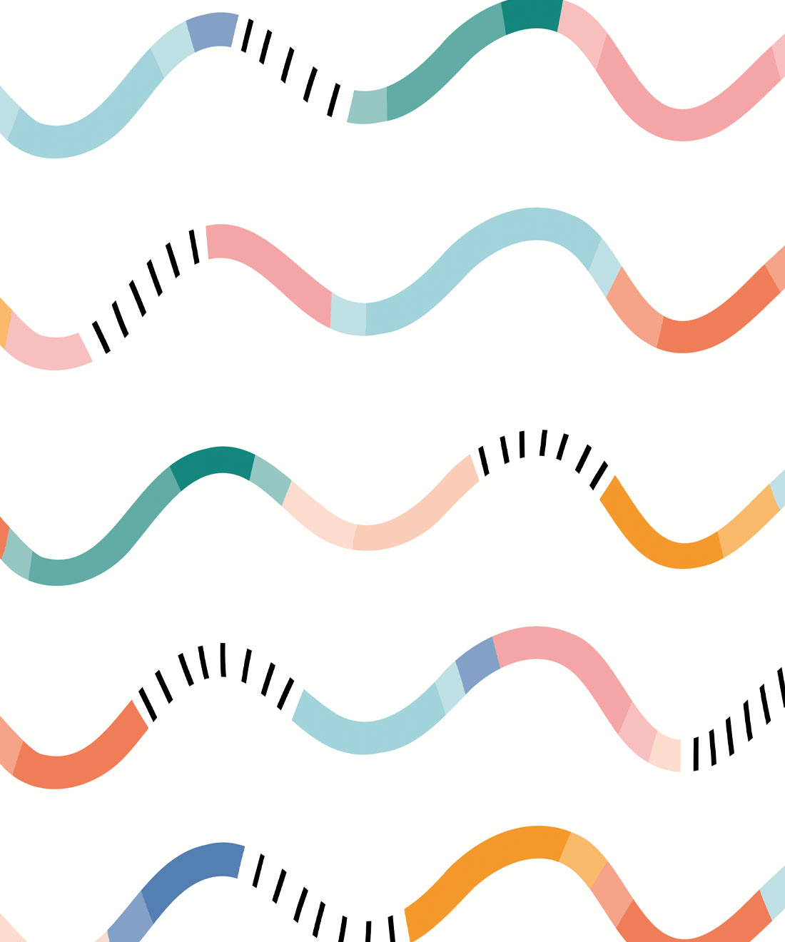 Happy Waves Wallpaper • Brook Gossen • White • Swatch