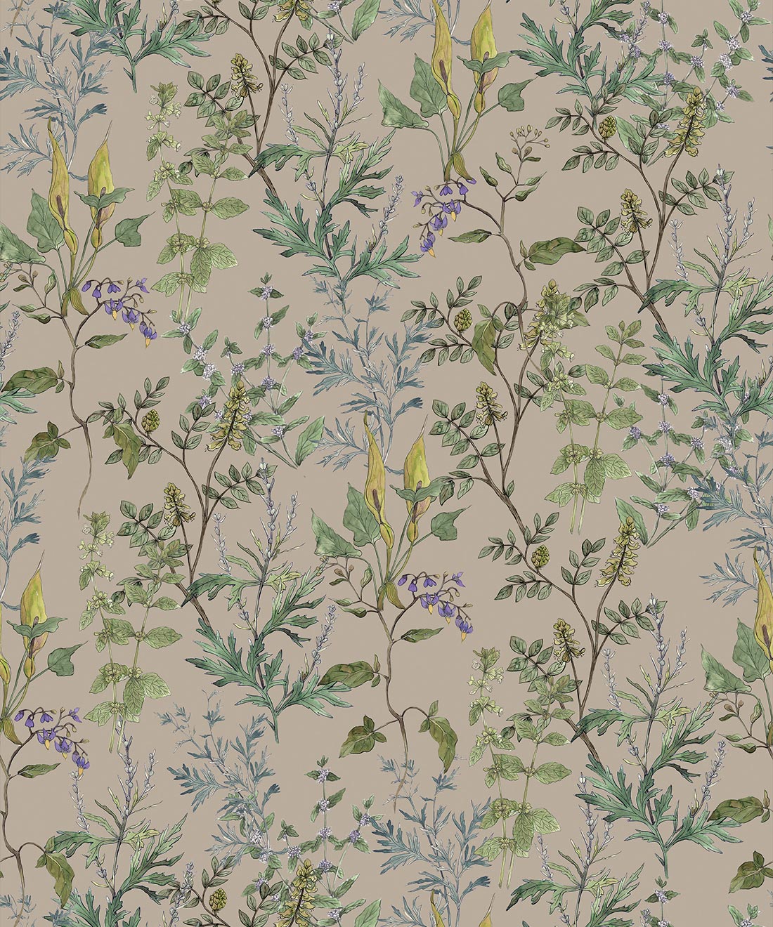 Woodland Floral Wallpaper • Hackney & Co • Linen • Swatch