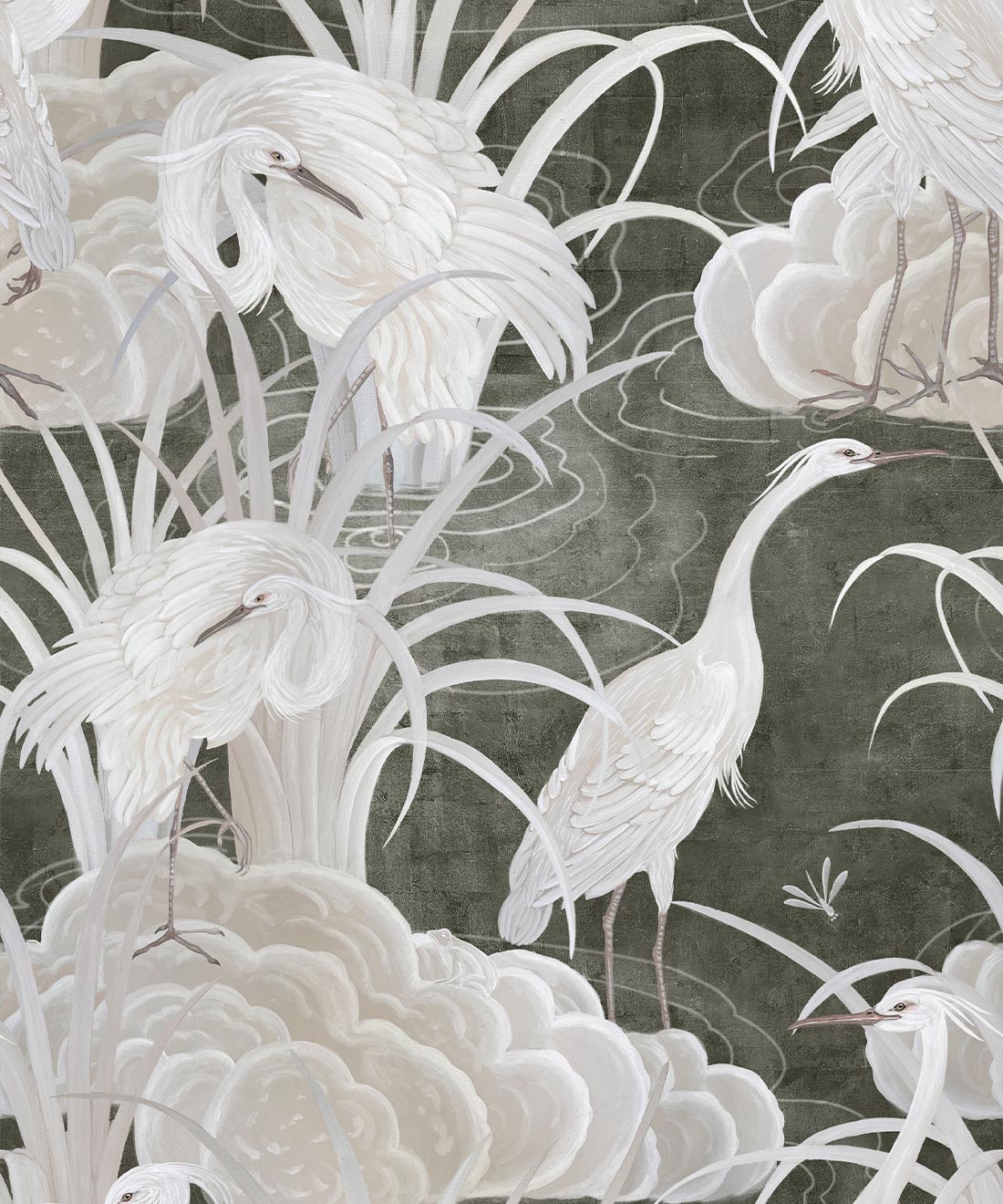 Water Birds Wallpaper • Bethany Linz • Charcoal • Swatch