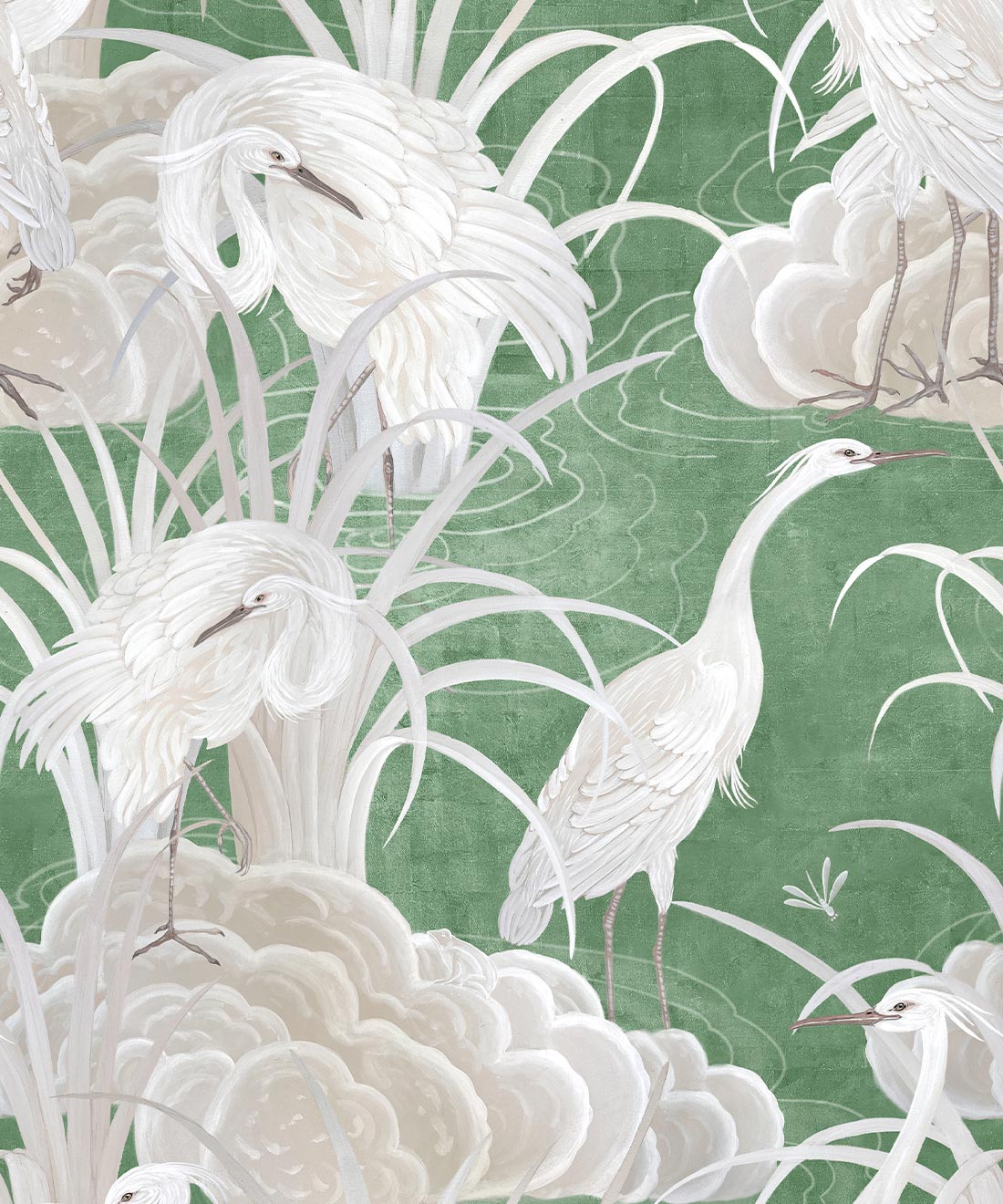Water Birds Wallpaper • Bethany Linz • Emerald • Swatch