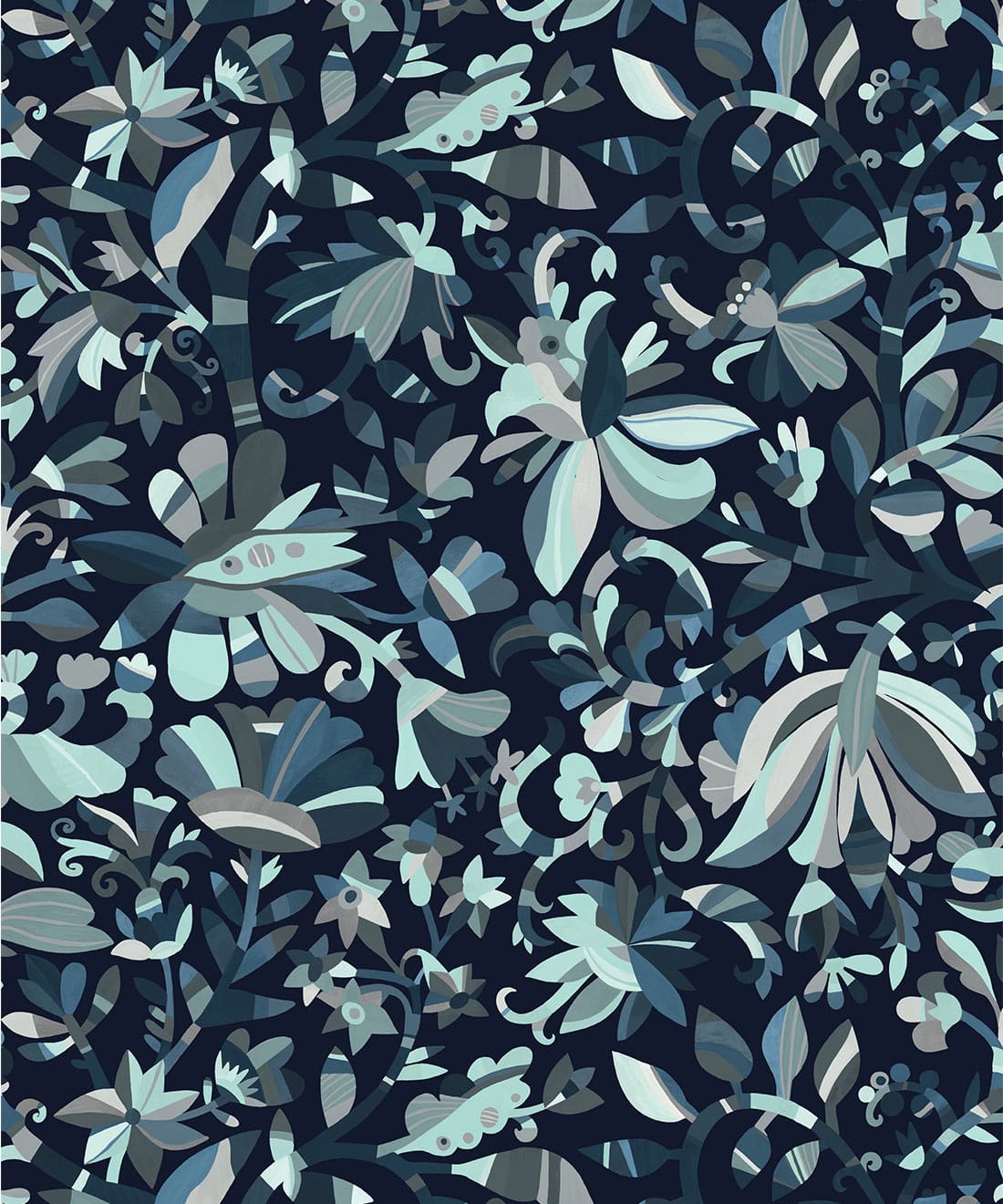 Botanique Type II Vinyl Wallpaper • Commercial Vinyl • Ocean • Swatch