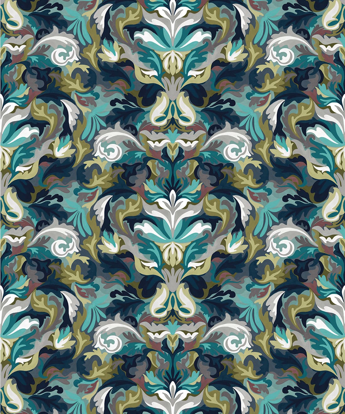Filigree Type II Vinyl Wallpaper • Commercial Vinyl • Aqua • Swatch