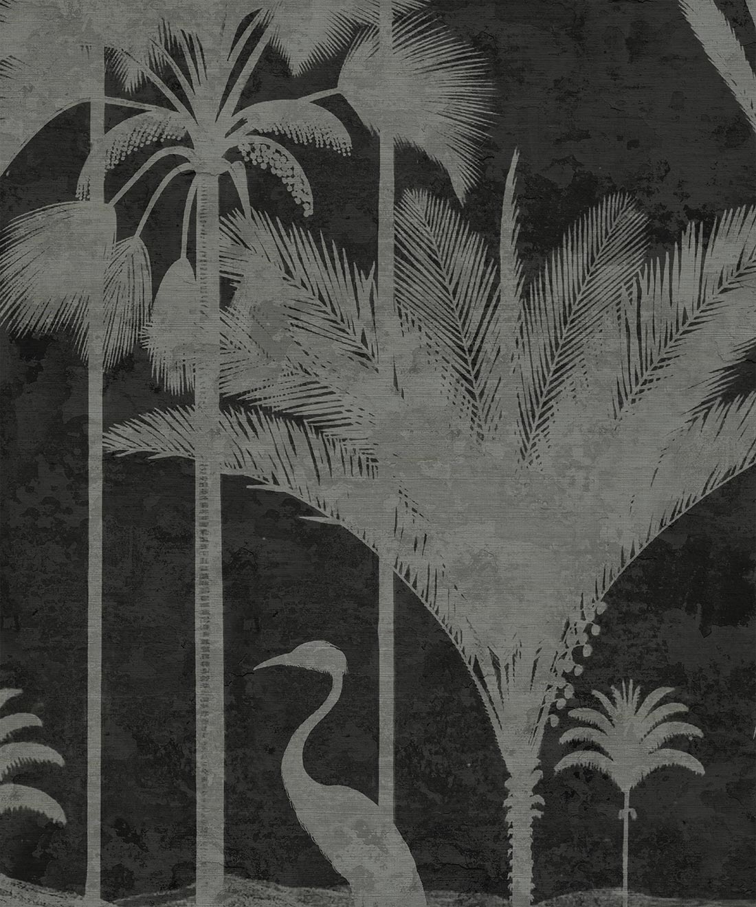 Shadow Palms Grasscloth Mural • Bethany Linz • Black & White • Swatch