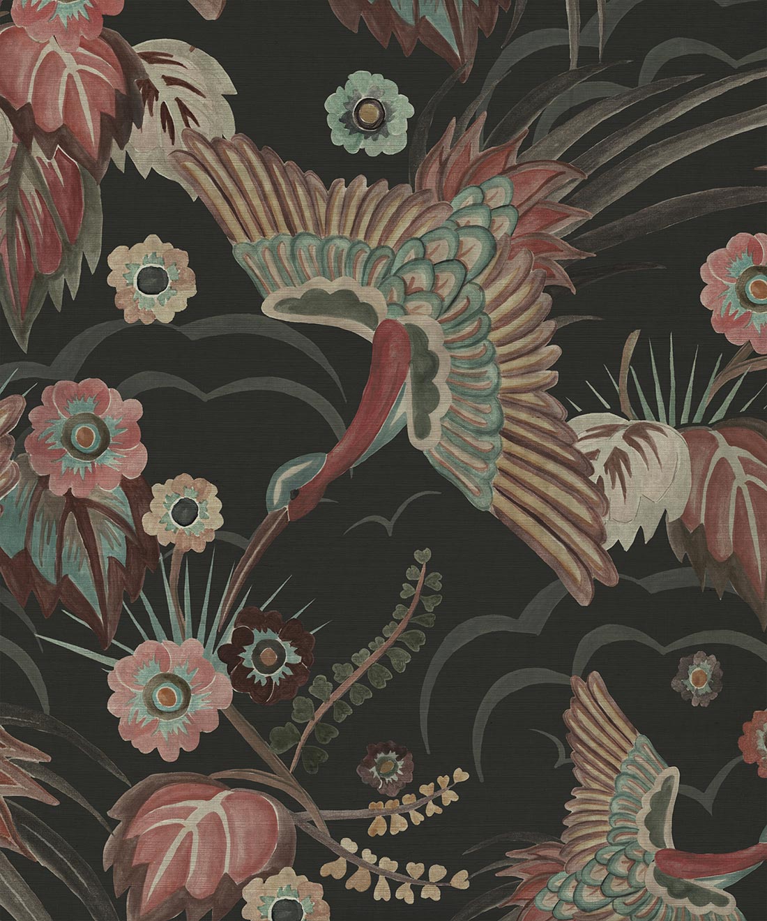 Paradise Wings Grasscloth Wallpaper • House of Heras • Ink • Swatch