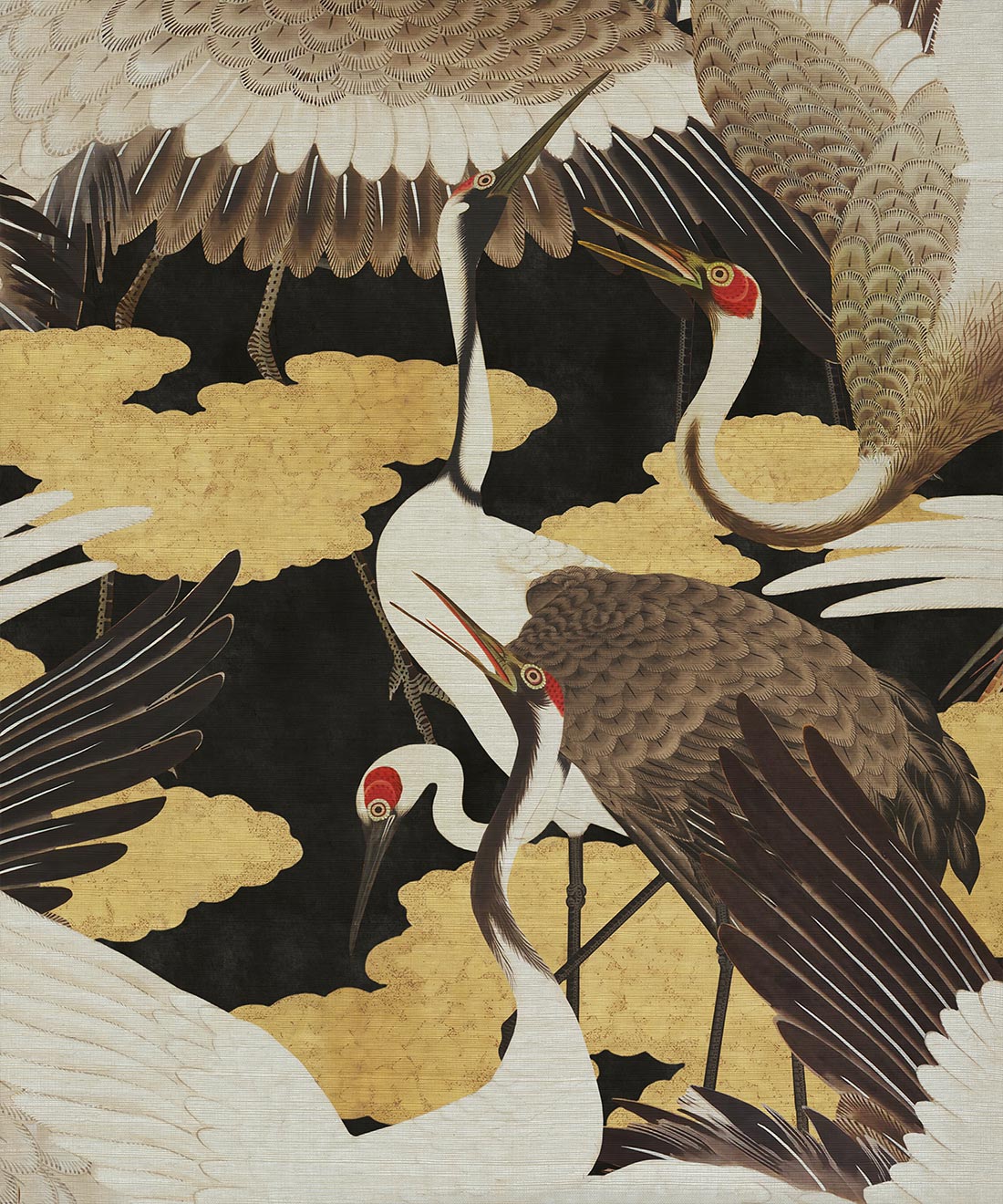 Cranes Grasscloth Wallpaper • Kingdom Home • Yuri • Swatch