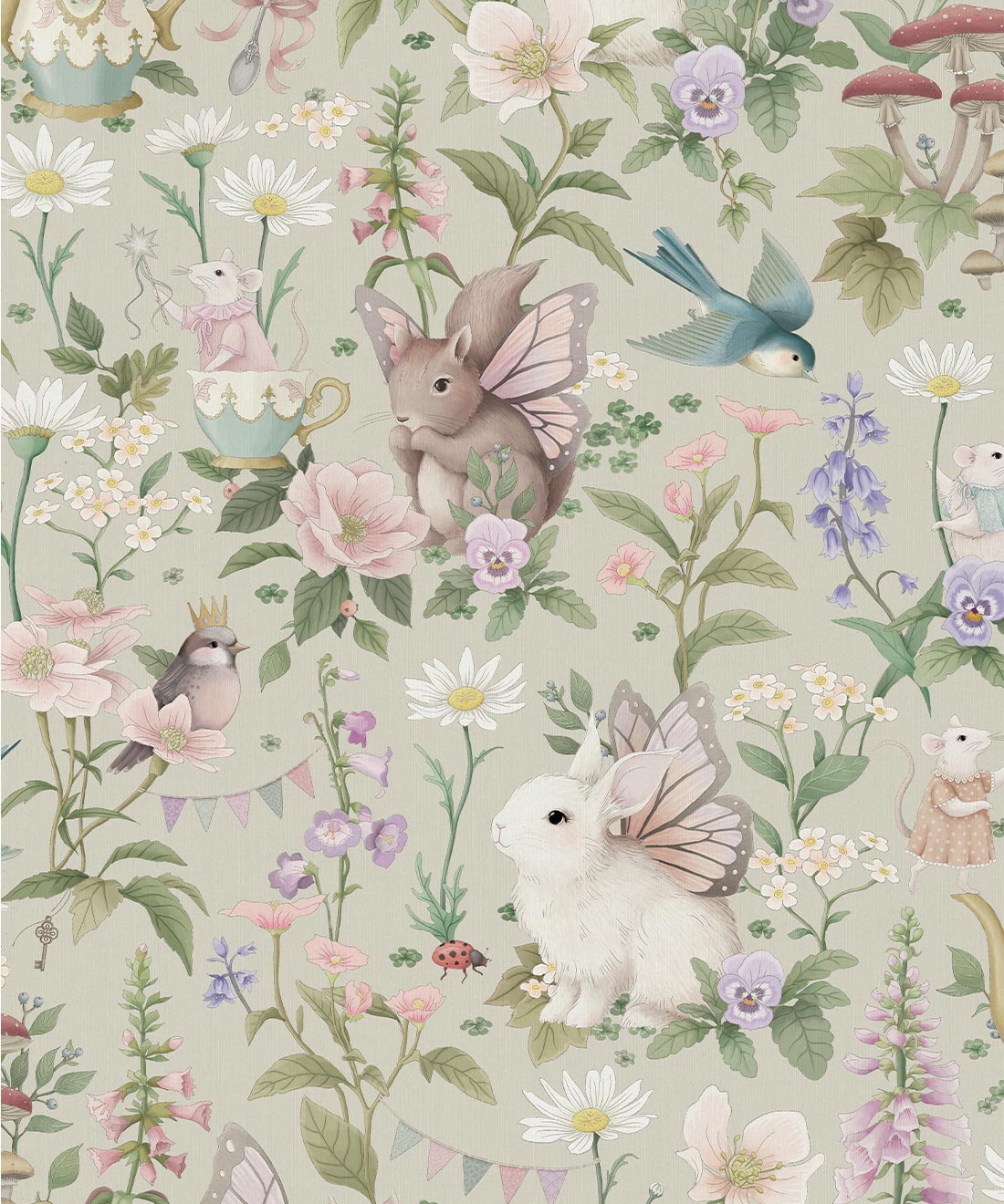 Garden Party Decorative Textile Wallpaper • Fleur Harris • Gentle Sage • Swatch