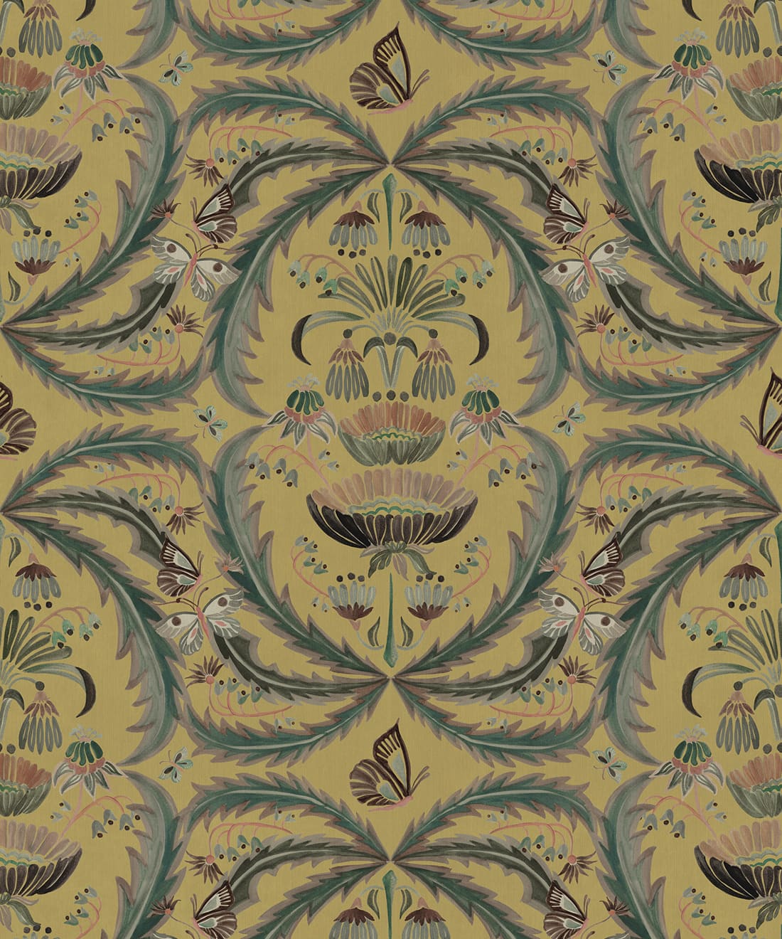 Magical Mariposa Decorative Textile Wallpaper • House of Heras • Gold • Swatch