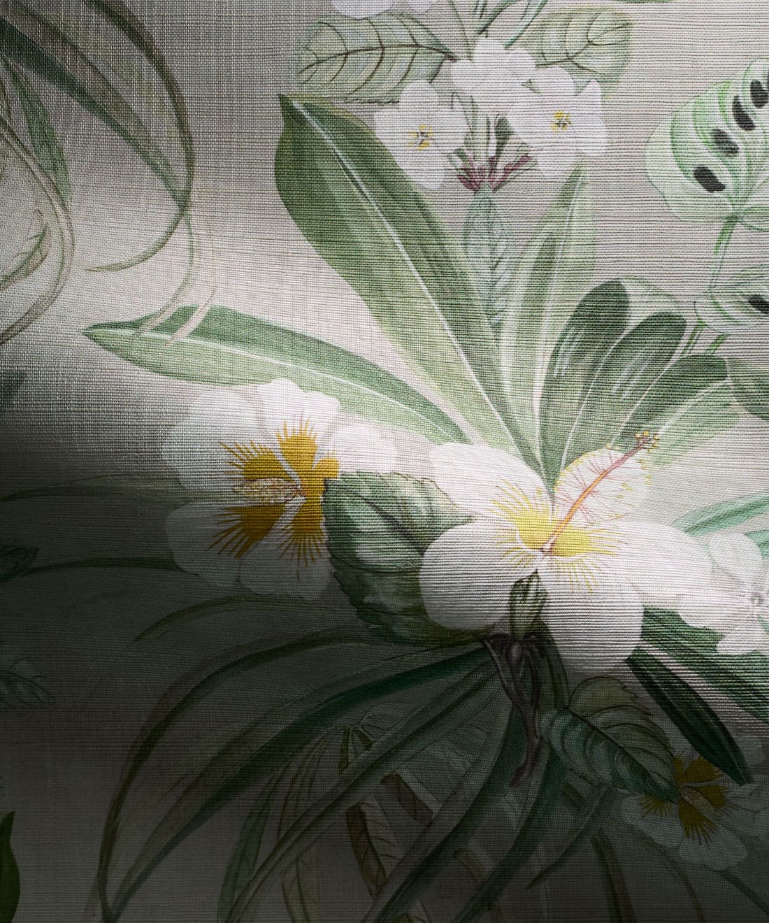 Hibiscus at Double Bay Grasscloth Wallpaper • Bethany Linz • Beige • Swatch