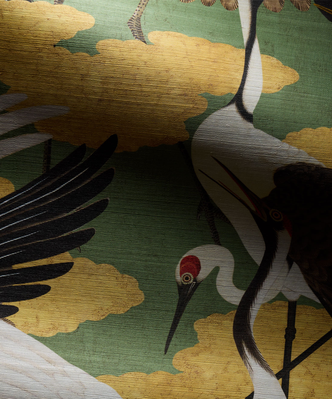 Cranes Grasscloth Wallpaper • Kingdom Home • Midori • Swatch