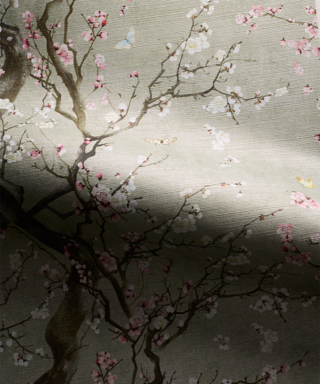 Plum Blossom Grasscloth Wallpaper • Kingdom Home • Silver • Swatch