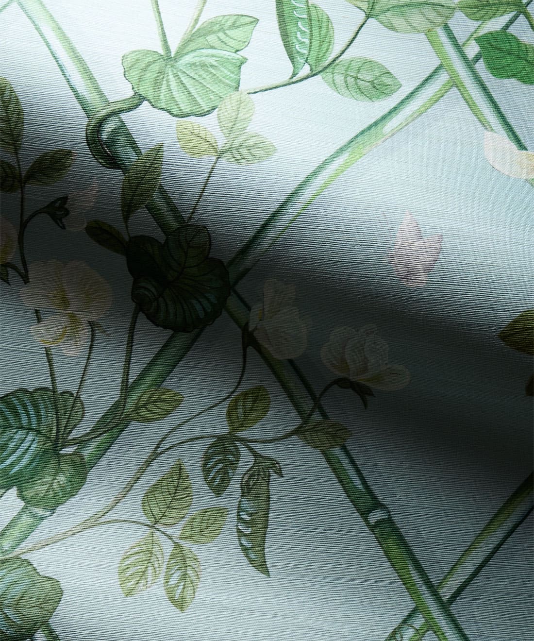 Grande Climbing Sweet Pea Grasscloth Wallpaper • Maine House Interiors • Light Provence • Swatch