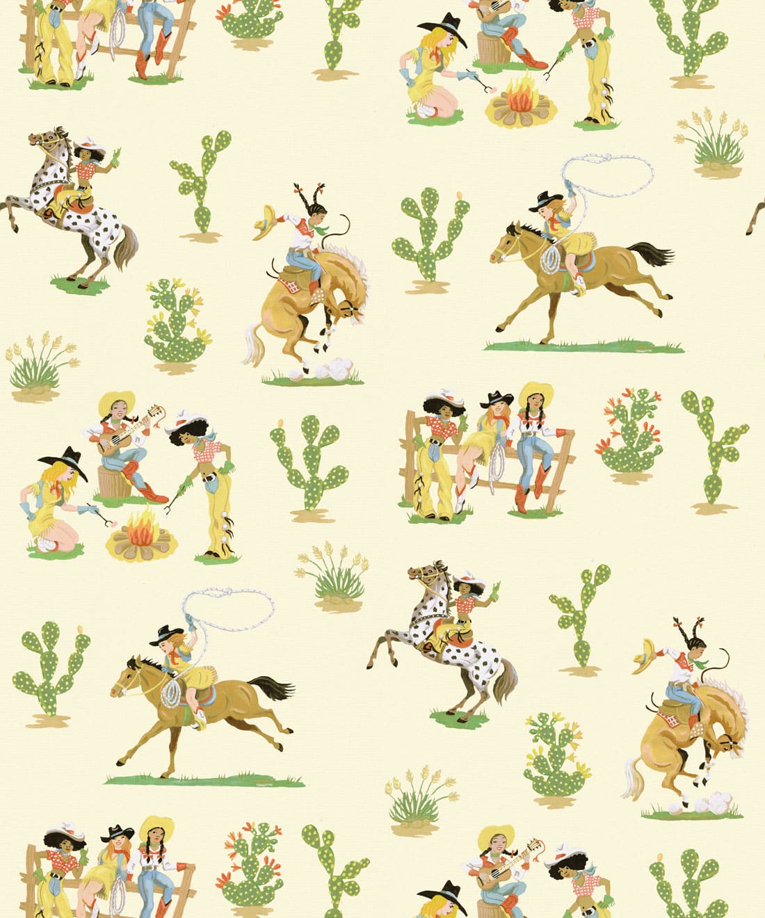 Cliftonville Cowgirls Wallpaper • Poodle & Blonde • Rattle Snake • Swatch