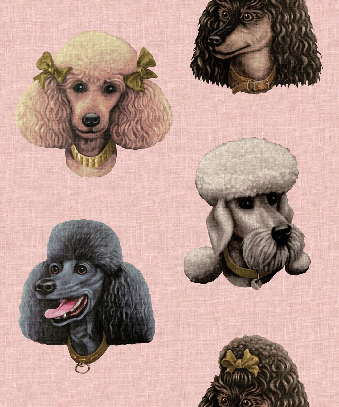 Poodle Parlour Wallpaper • Poodle & Blonde • Pink Paws • Swatch