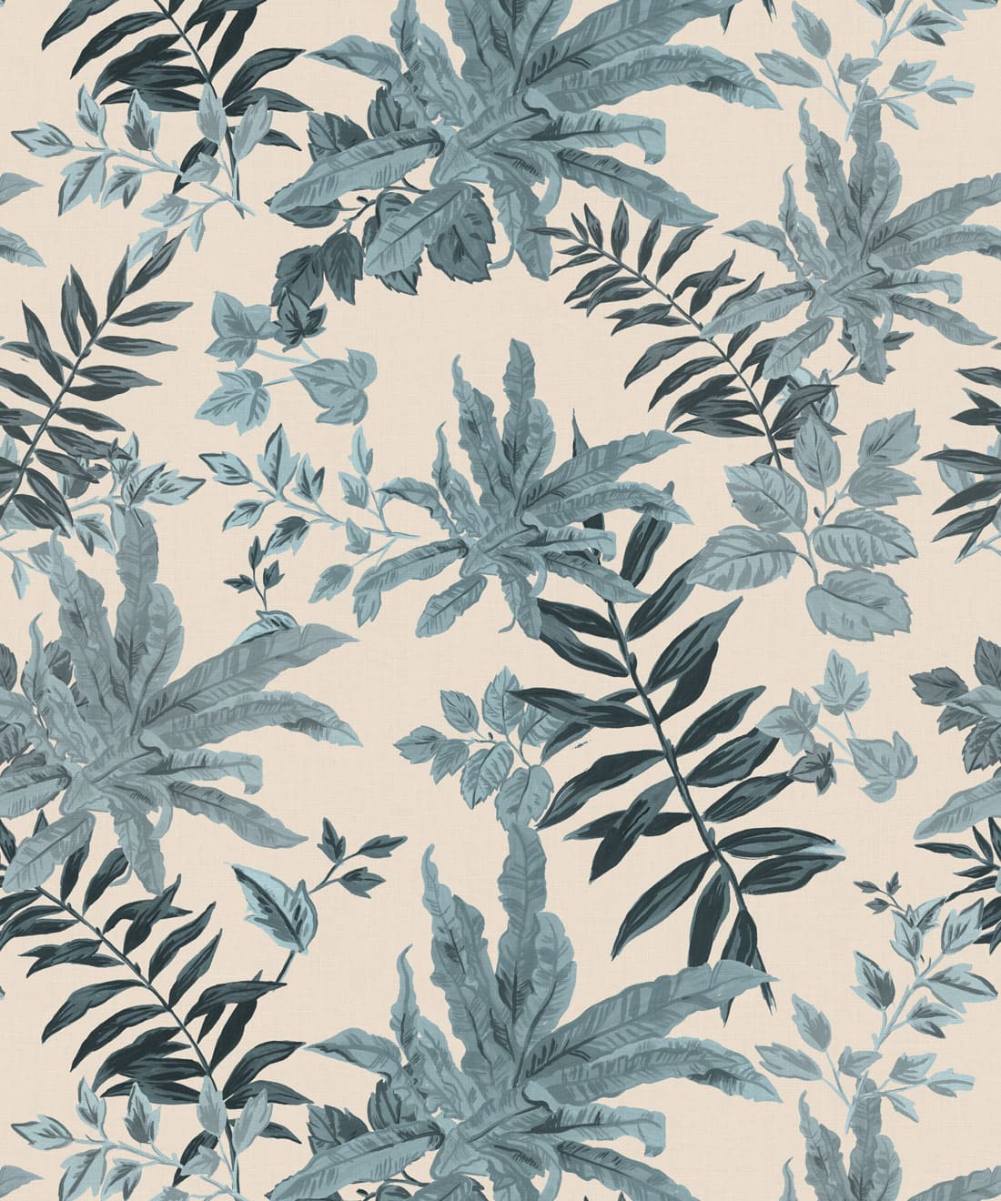 Follywood Foliage Wallpaper • Poodle & Blonde • Sky & Cream • Swatch