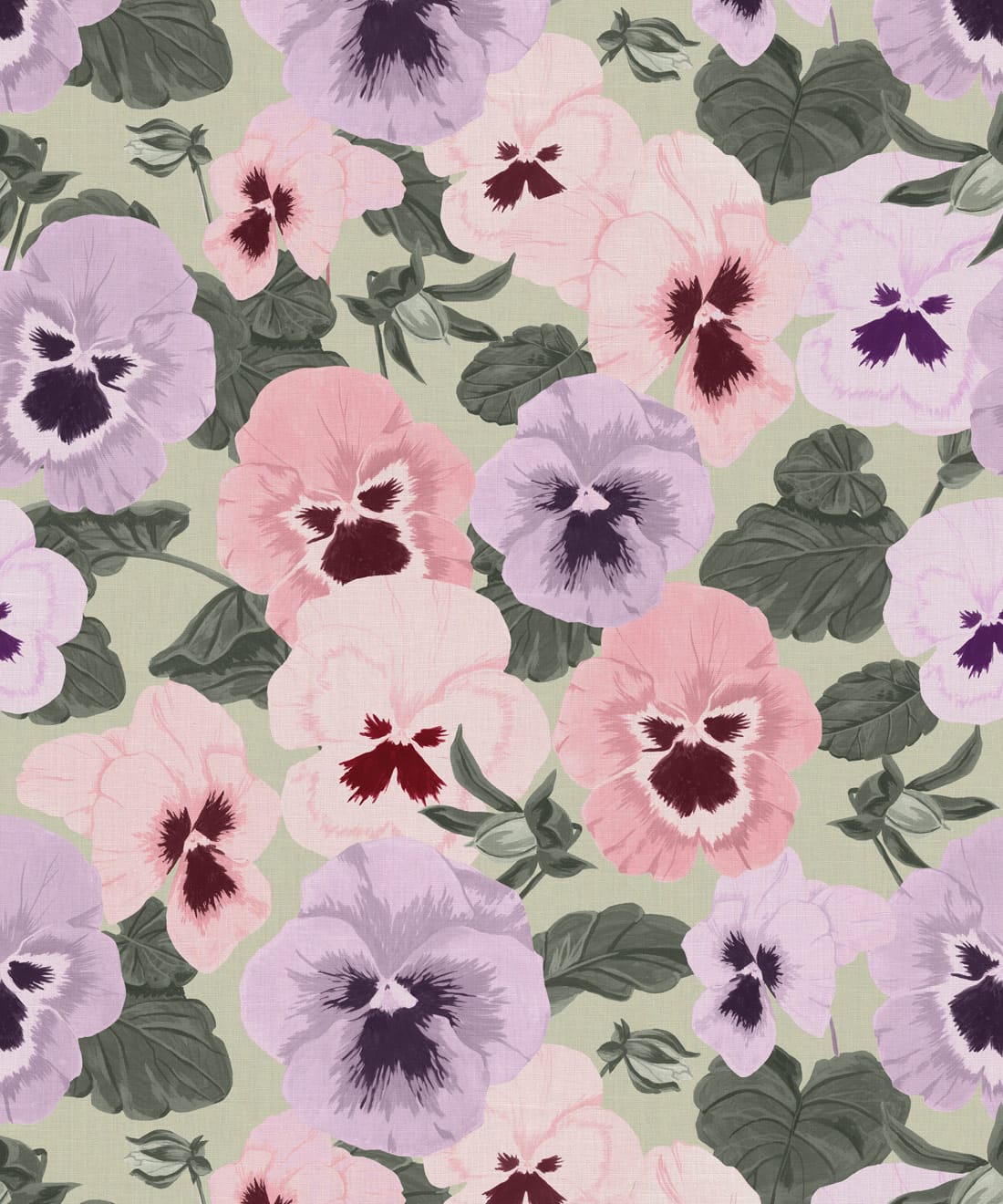 Big Pansy Wallpaper • Poodle & Blonde • Pistachio • Swatch