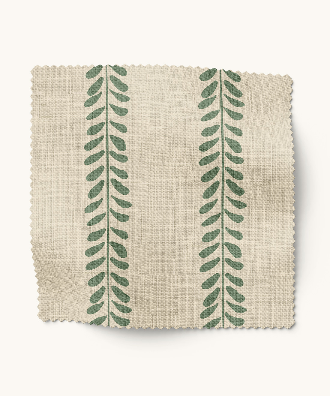 Archibald Stripe Fabric • Gray Benko • Ivory & Green • Swatch