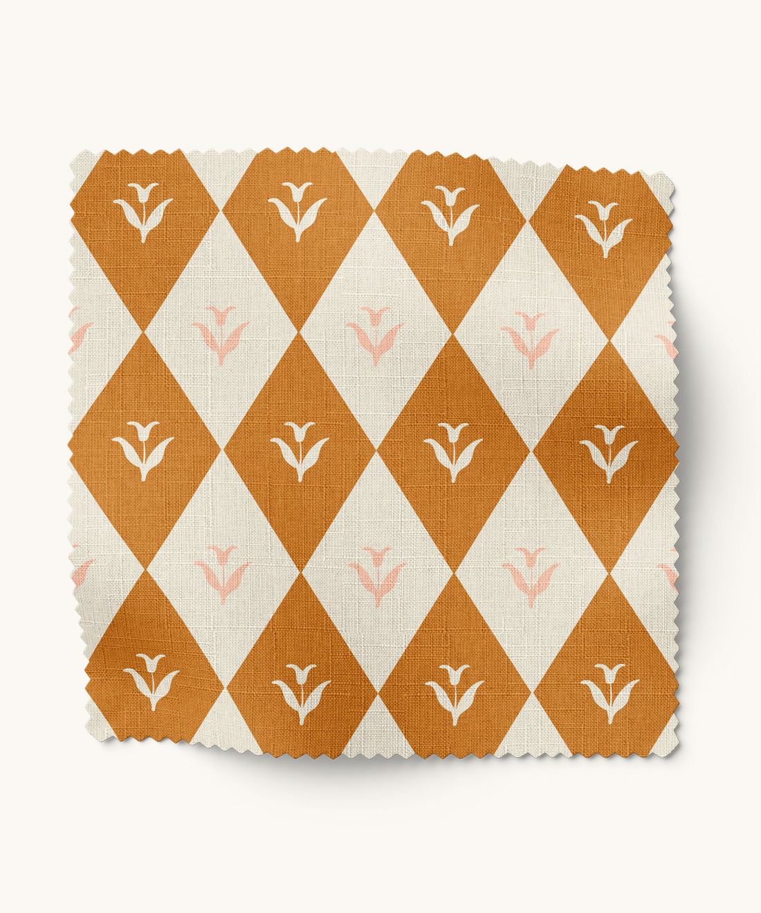 Argyle Bloom Fabric Argyle Bloom Fabric • Gray Benko • Peach • Swatch