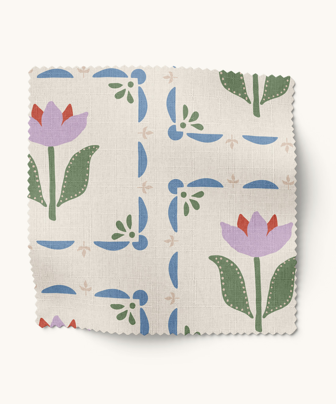 Flora Fabric • Gray Benko • Lavender & Green • Swatch