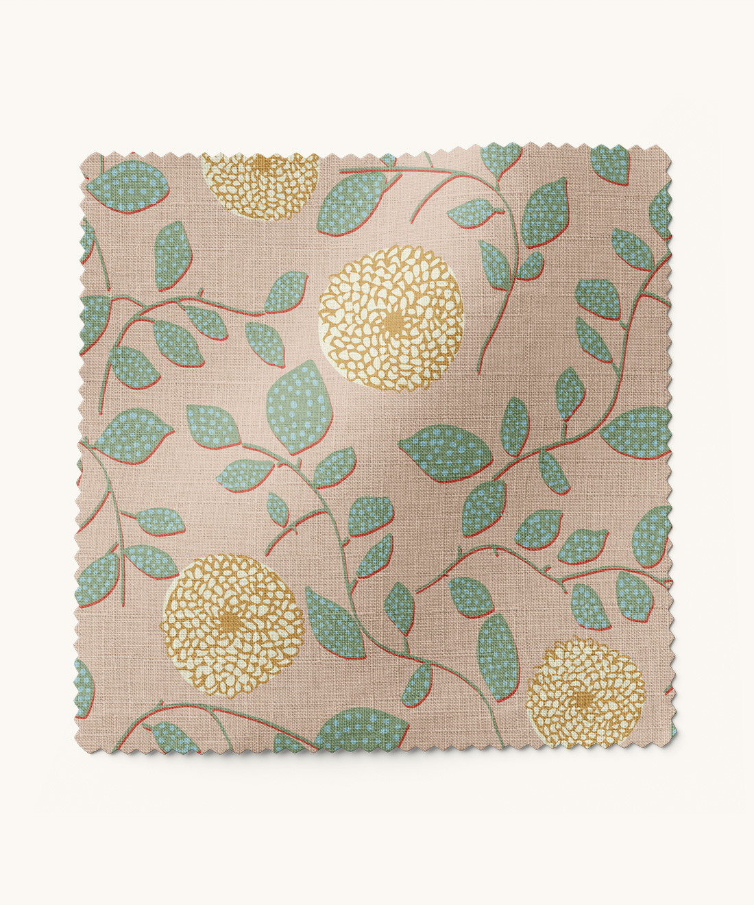 Mary Lennox Fabric Mary Lennox Fabric • Gray Benko • Peach & Mustard • Swatch