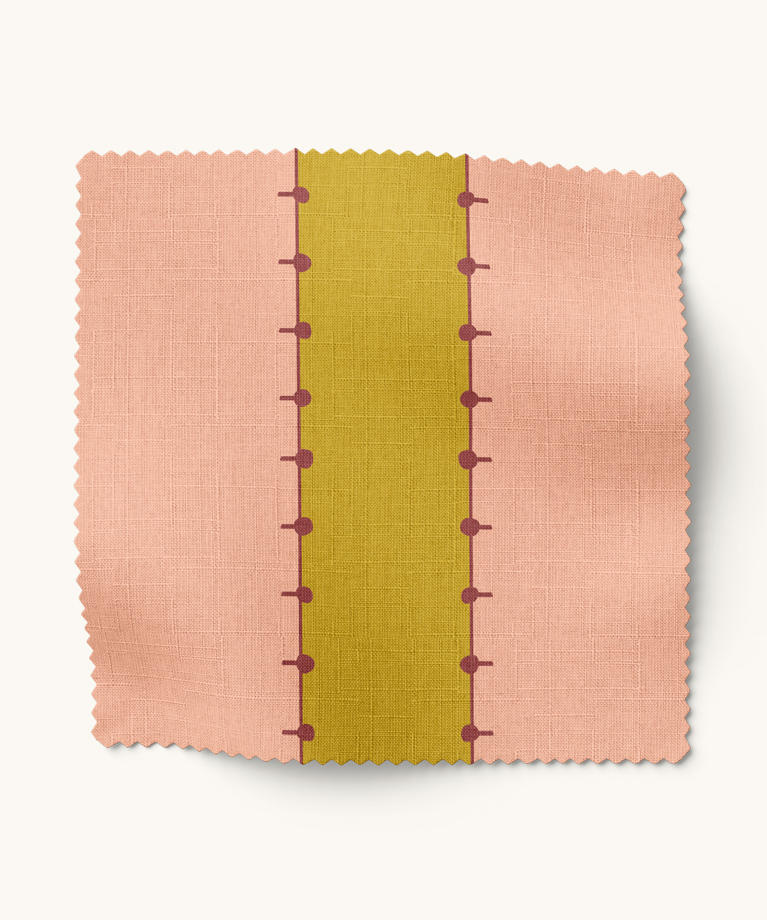 Pati Fabric • Gray Benko • Chartreuse & Peach • Swatch
